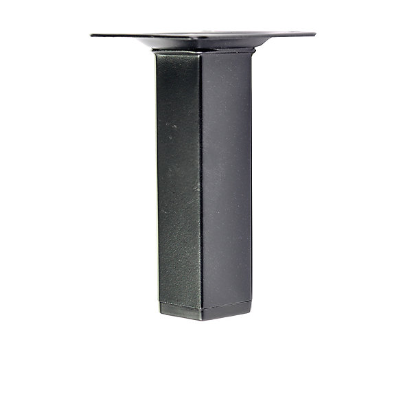 4 un. Pied carré pour meuble en acier 25x25mm hauteur 100mm peinture noire avec embout