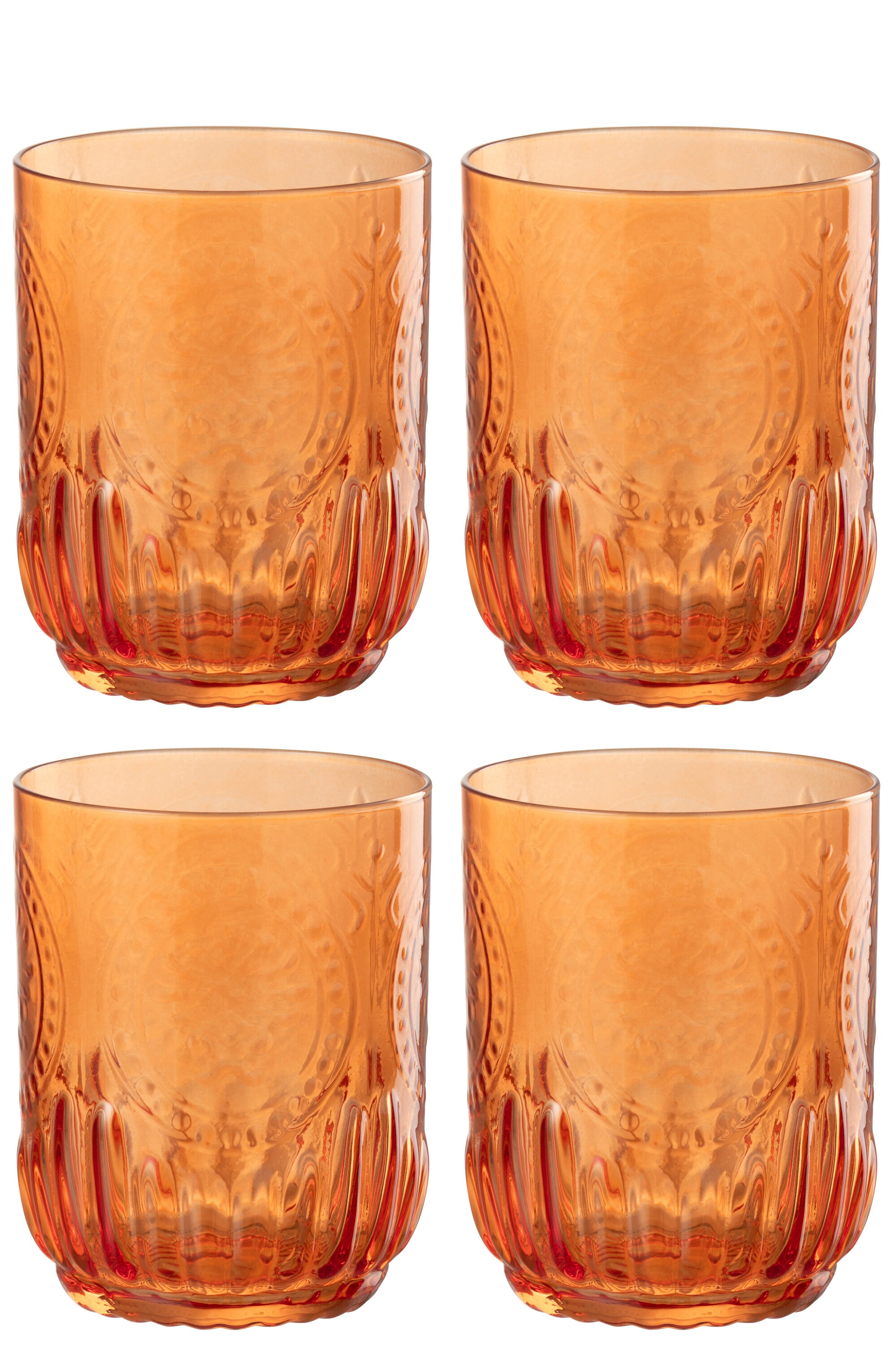 J-Line drinkglas Maya - glas - oranje - giftbox van 4