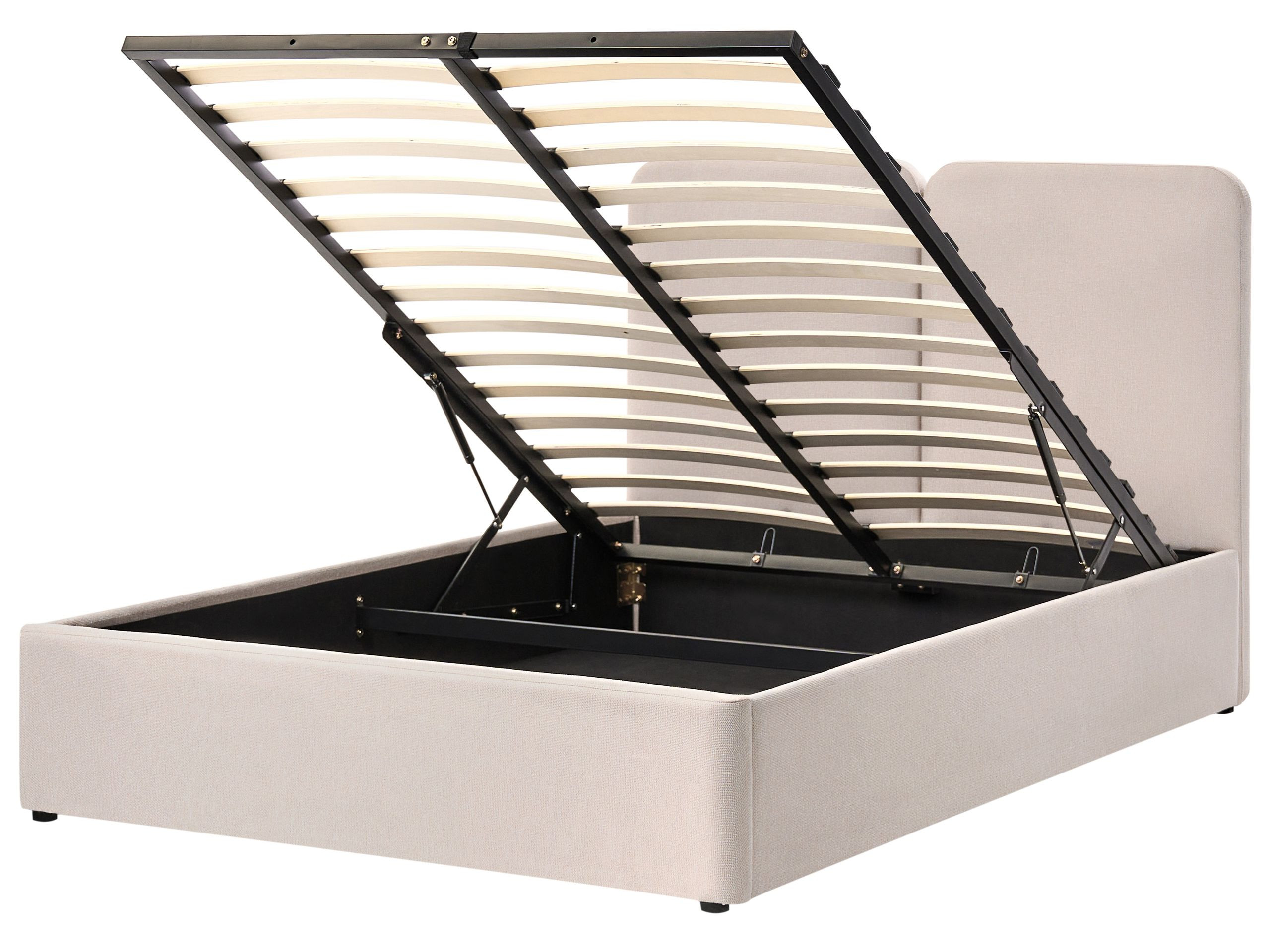 Łóżko z pojemnikiem materiałowe 140x200 cmbeżowe
