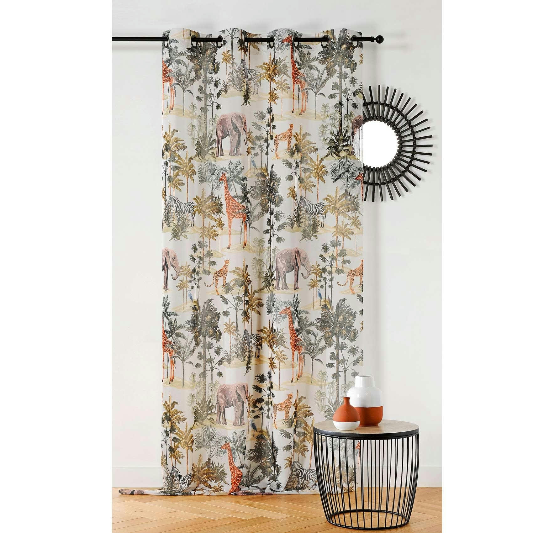 - Voilage esprit savane polyester vert 150x240 cm