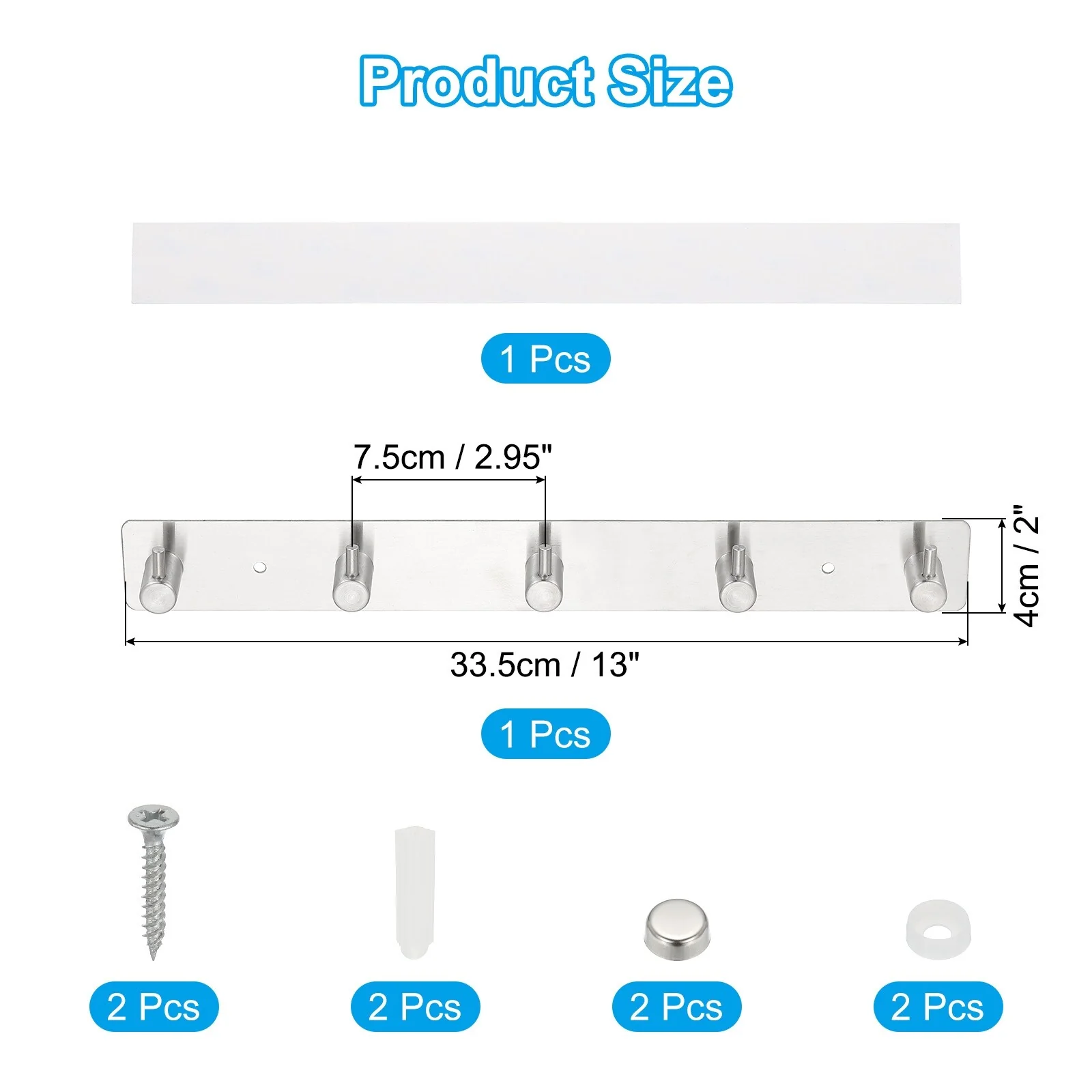 304 Stainless Steel Coat Rack Wall Mount with Hanging Hooks, Silver