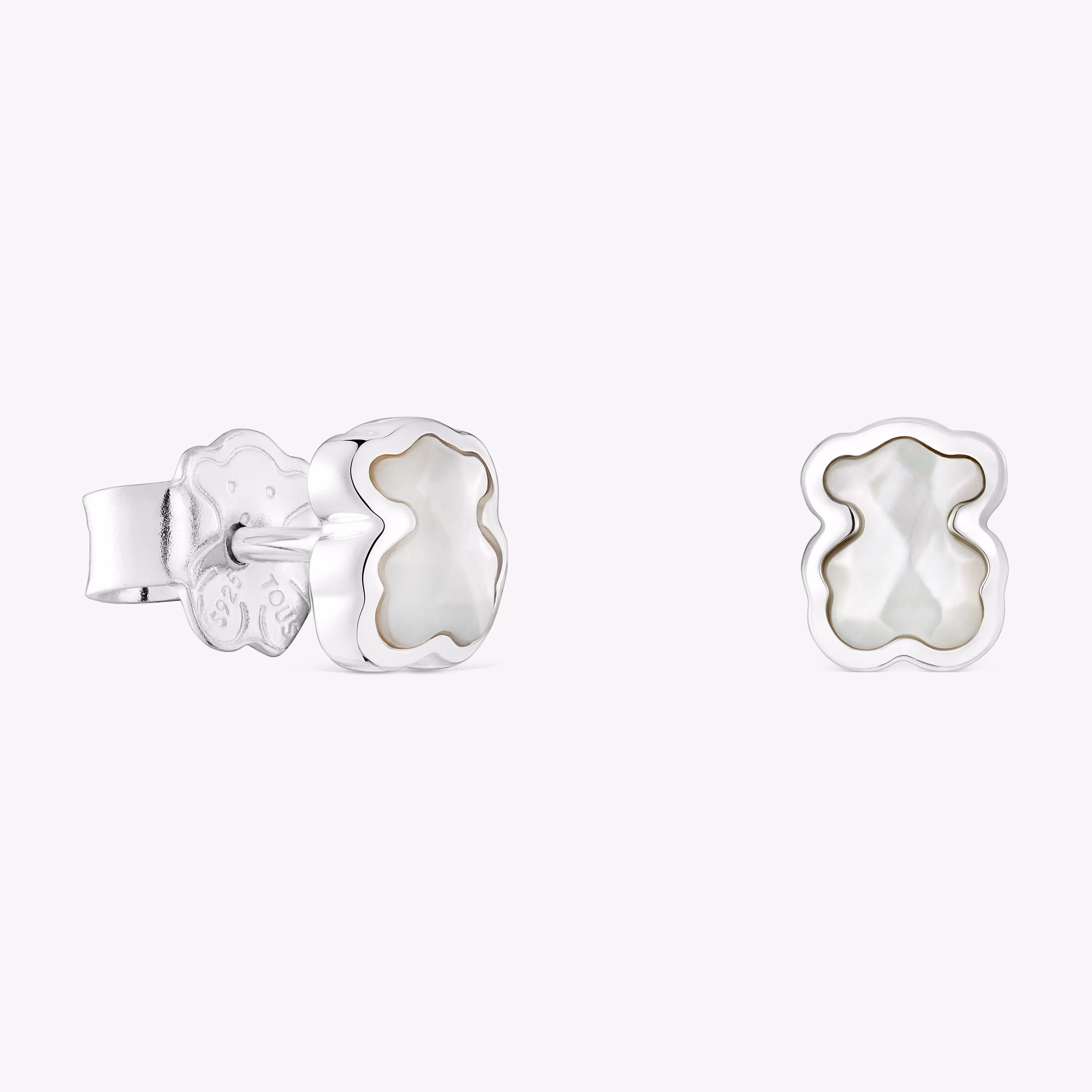Pendientes oso de plata y nácar 6 mm Icon Color