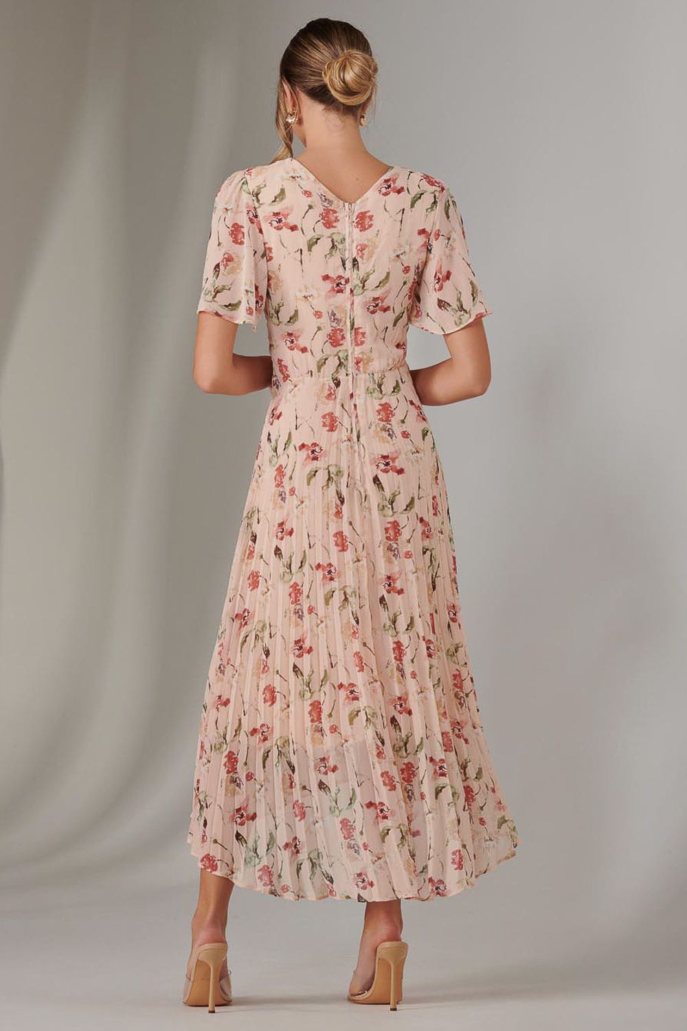 Jolie Moi Charlotte Pleated Chiffon Midaxi Dress