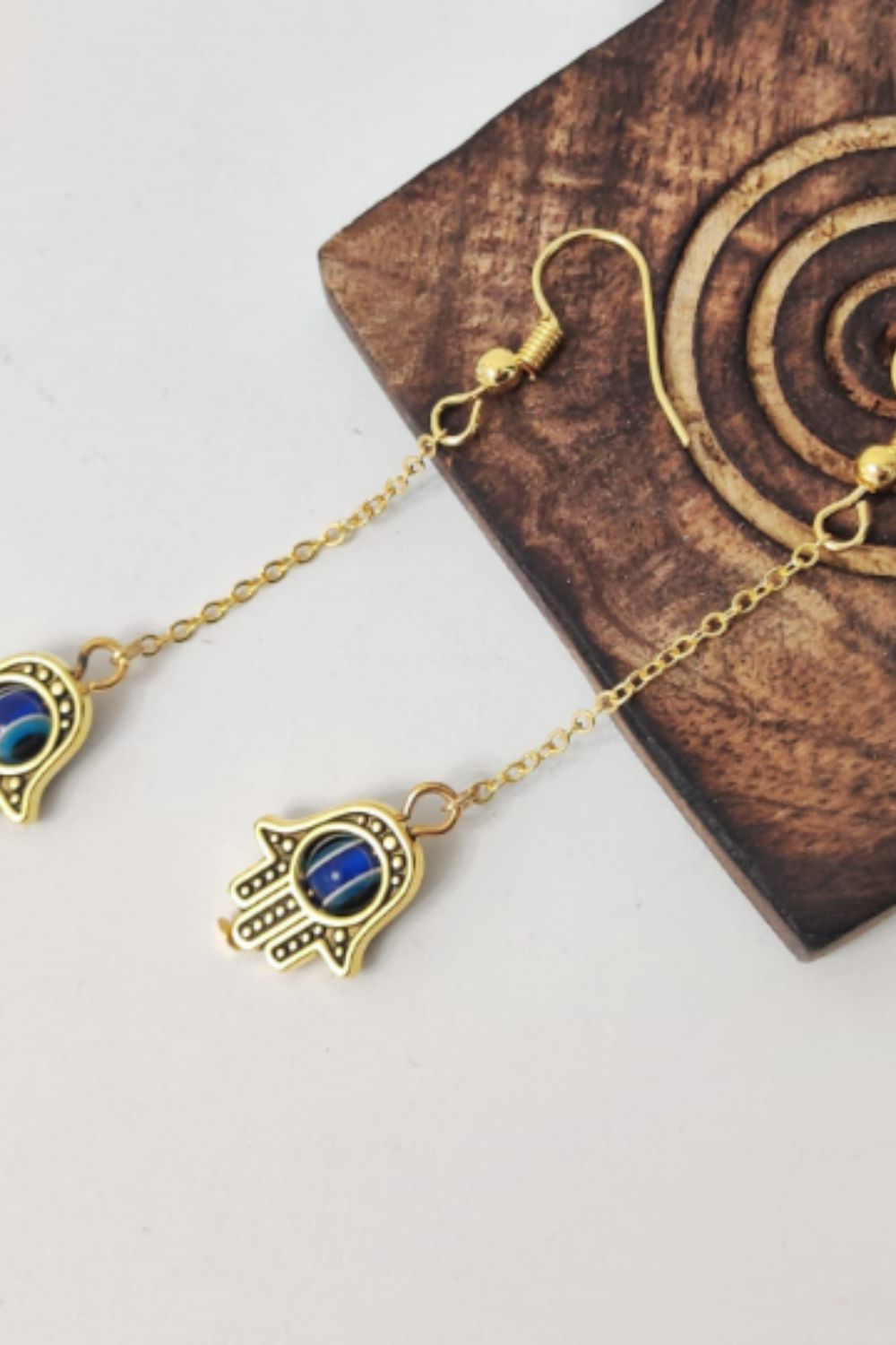 The Colourful Aura Long Hamsa Fatima Hand Evil Eye Drop Earring