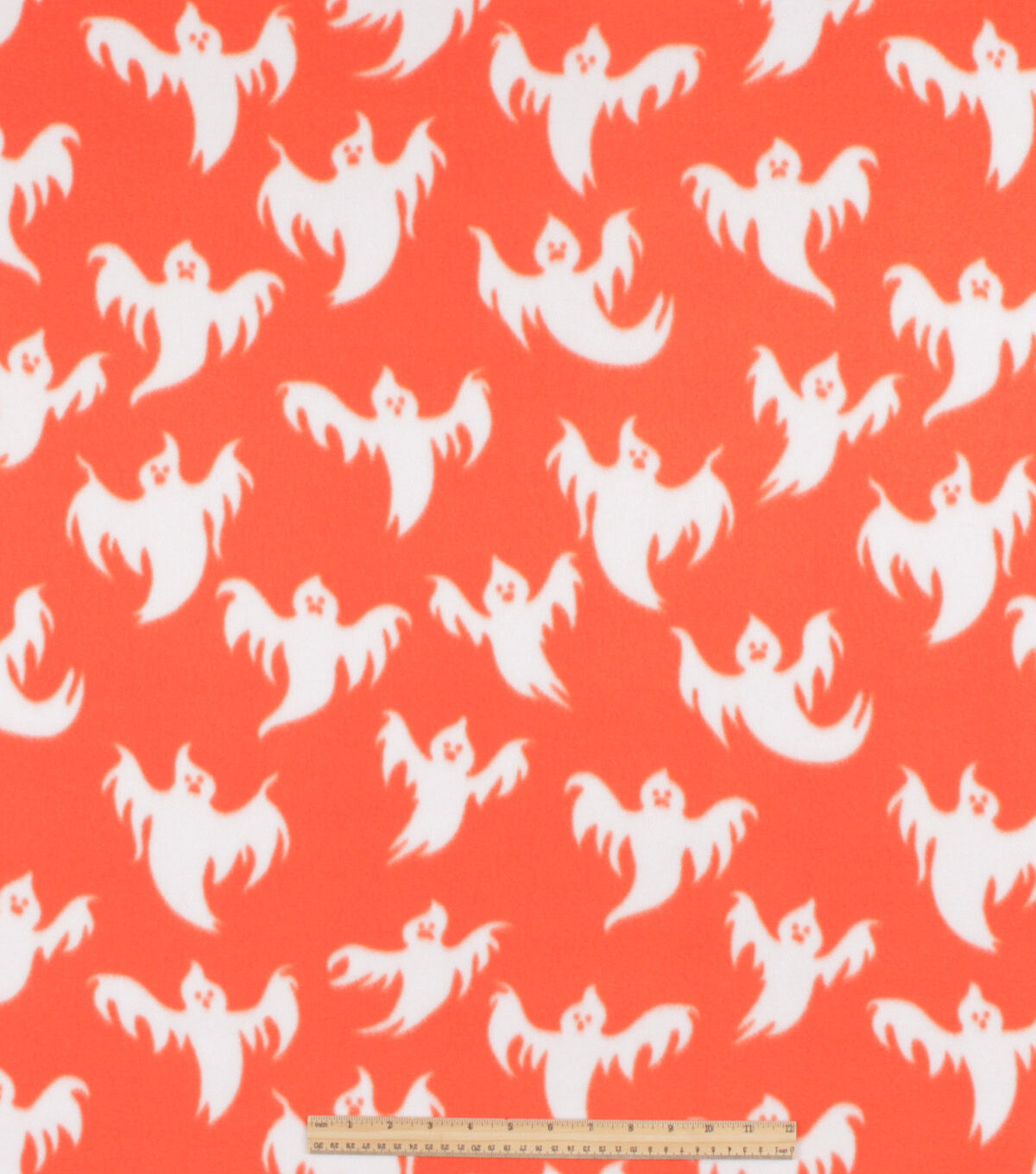 Orange Ghosts Blizzard Fleece Fabric