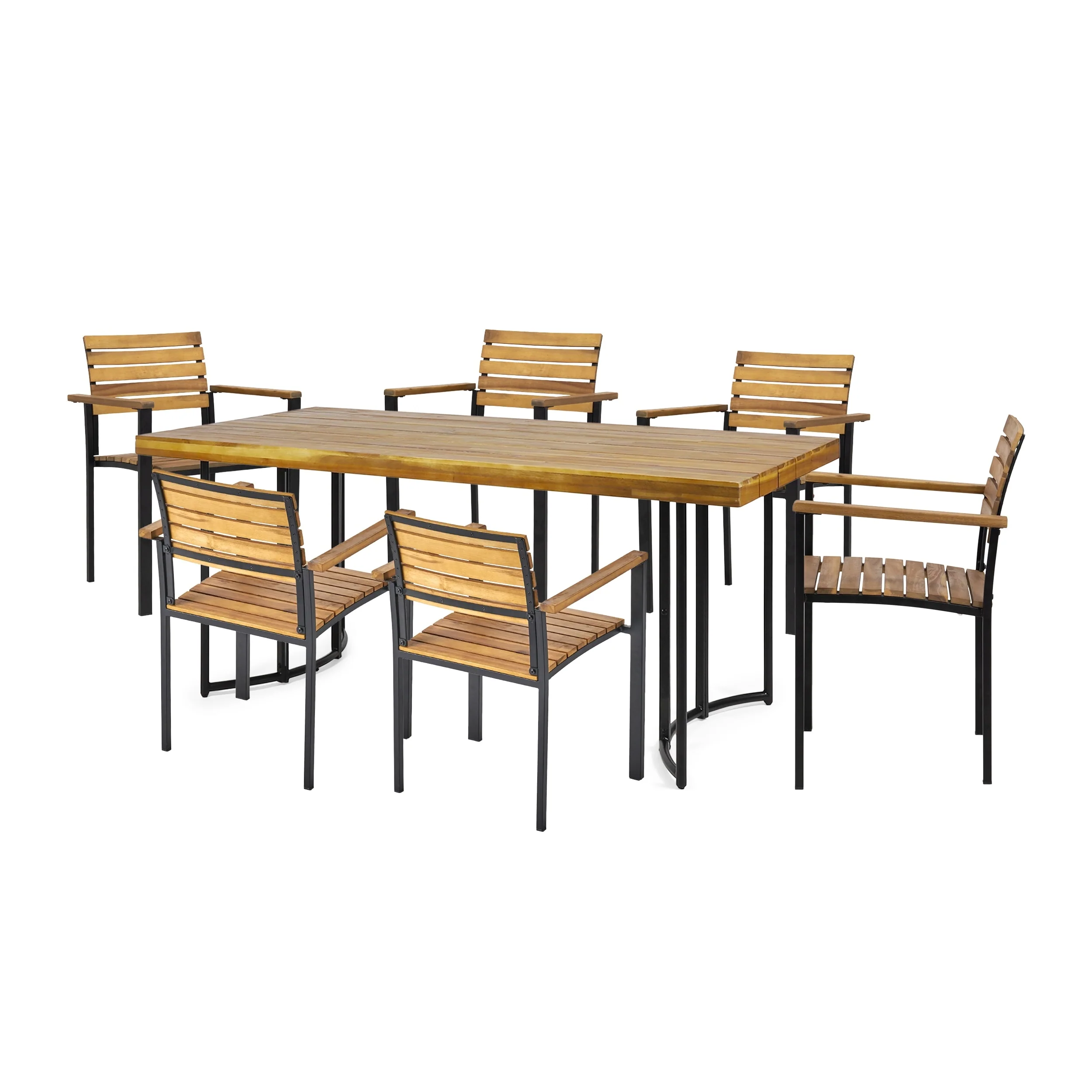 Crosby Outdoor Industrial 7-piece Acacia Wood Dining Set by Christopher Knight Home