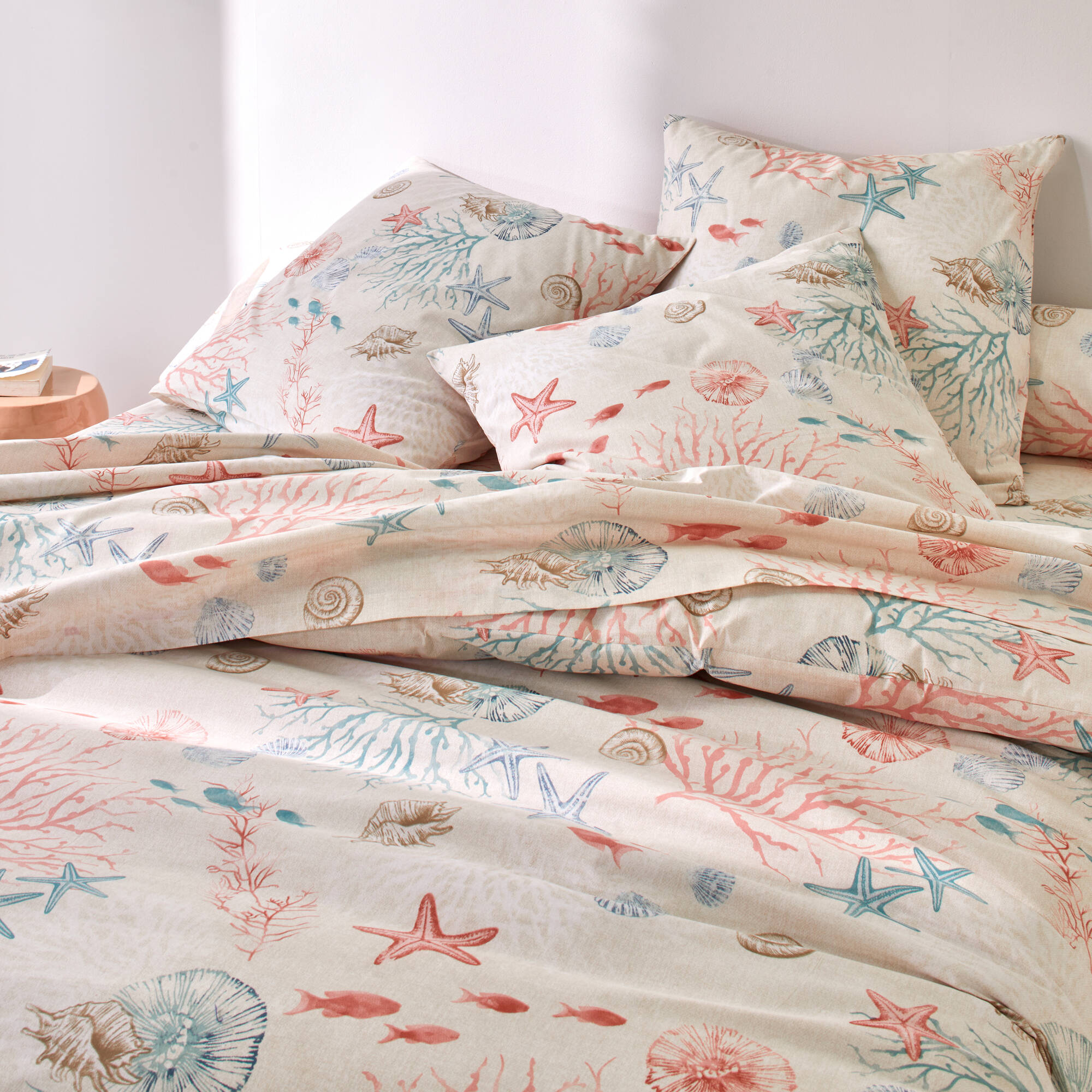 Linge de lit Coraux en coton imprimé