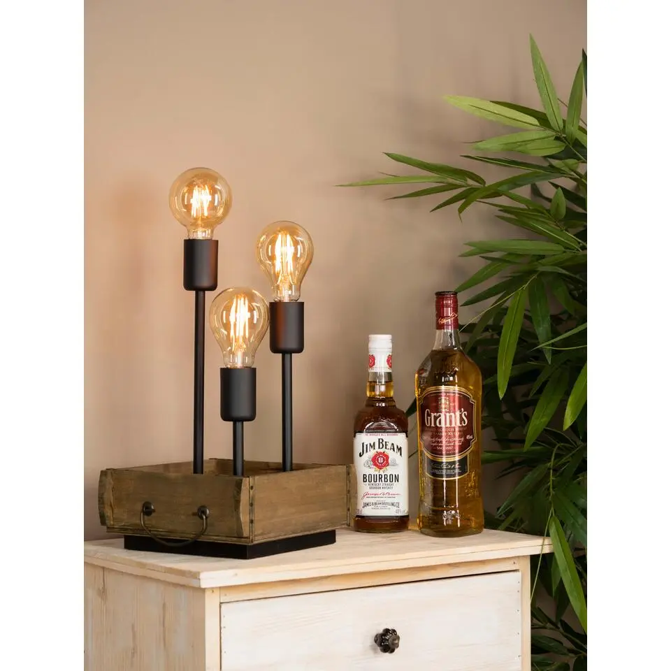 EGLO Wootton Tafellamp - E27 - &Oslash; 18 cm - Zwart/Bruin