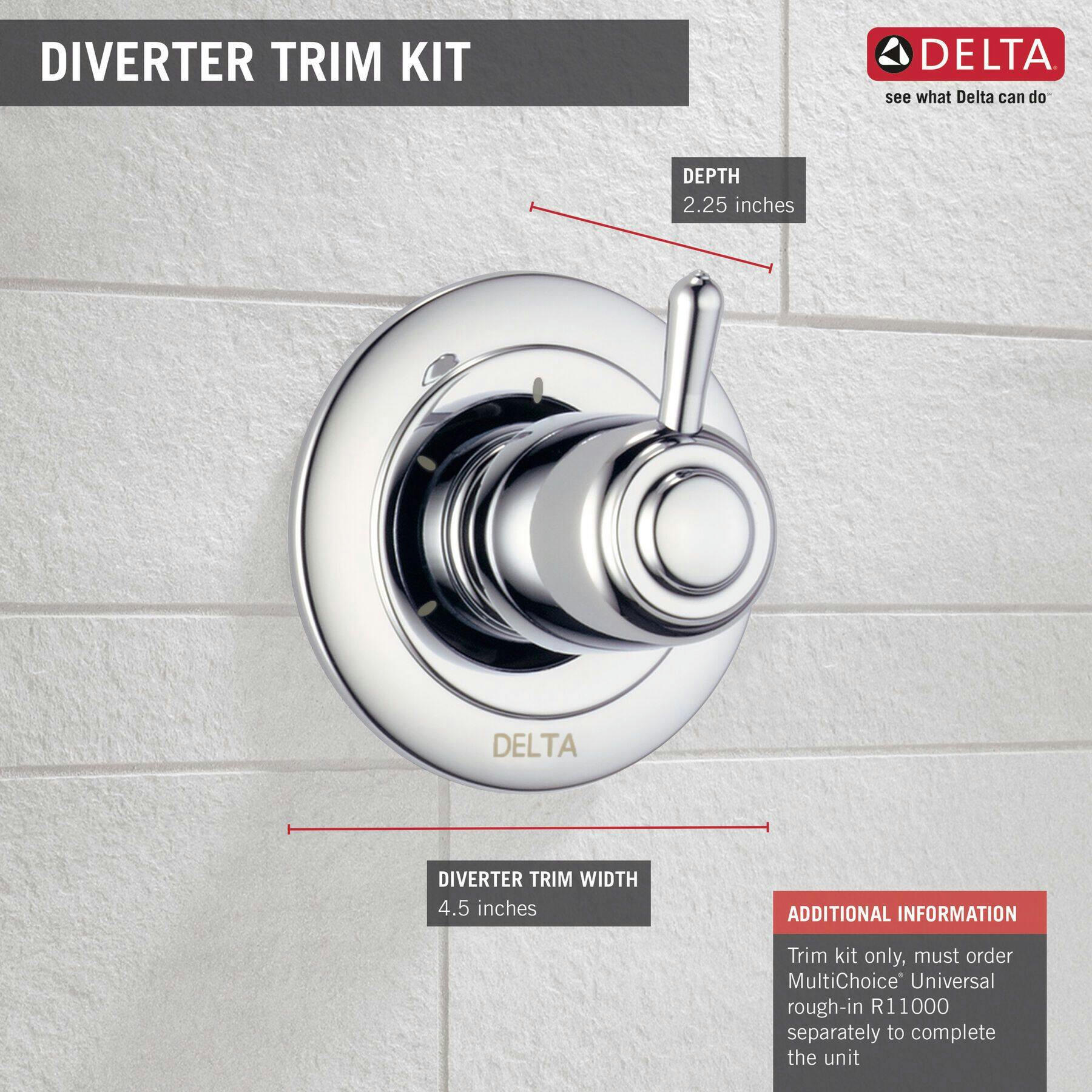 Delta Lahara 3-Setting 2-Port Diverter Trim, Chrome