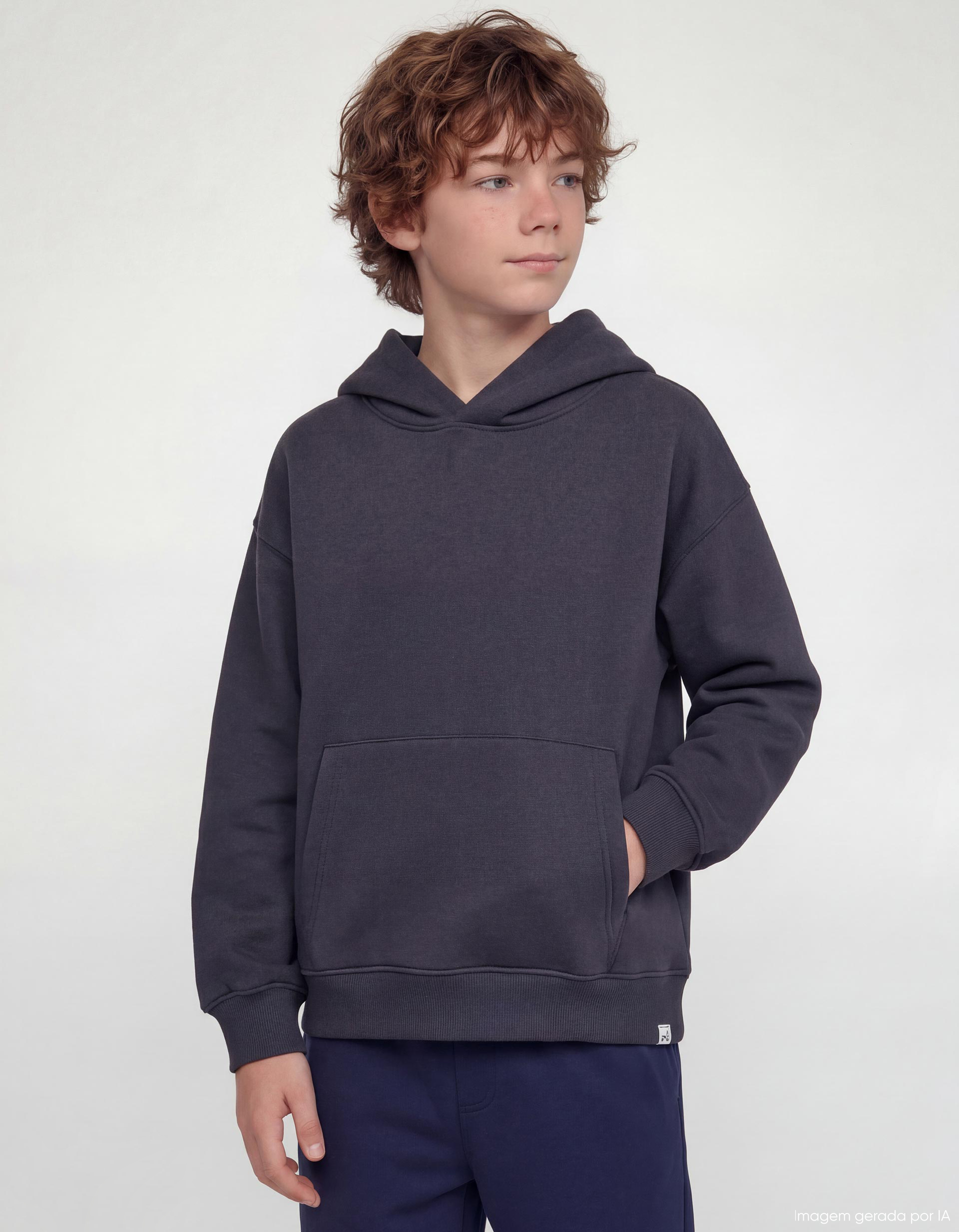 Sweatshirt com Capuz, Menino, Azul Escuro