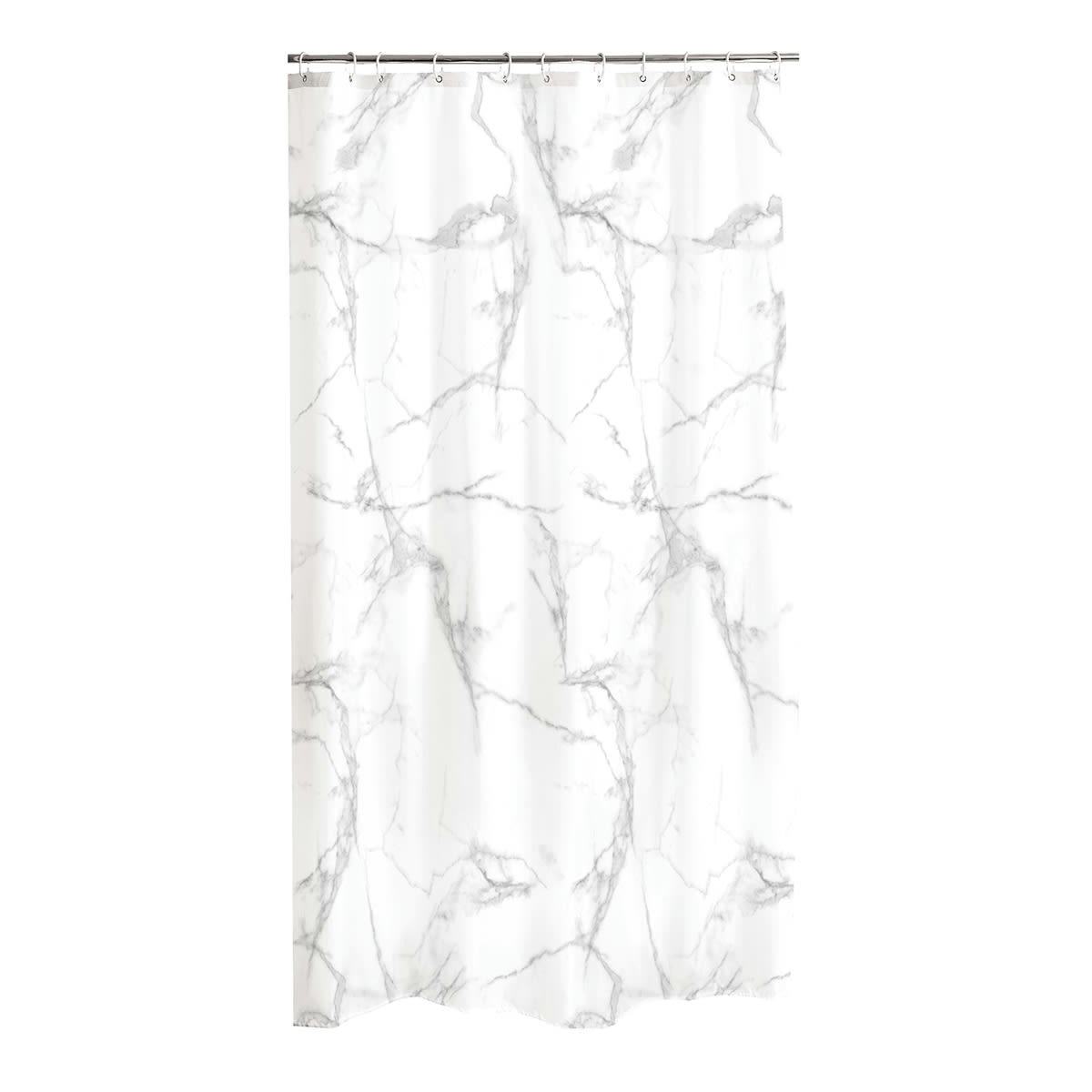 - Rideau de douche à effet marbre polyester blanc gris 200x180cm
