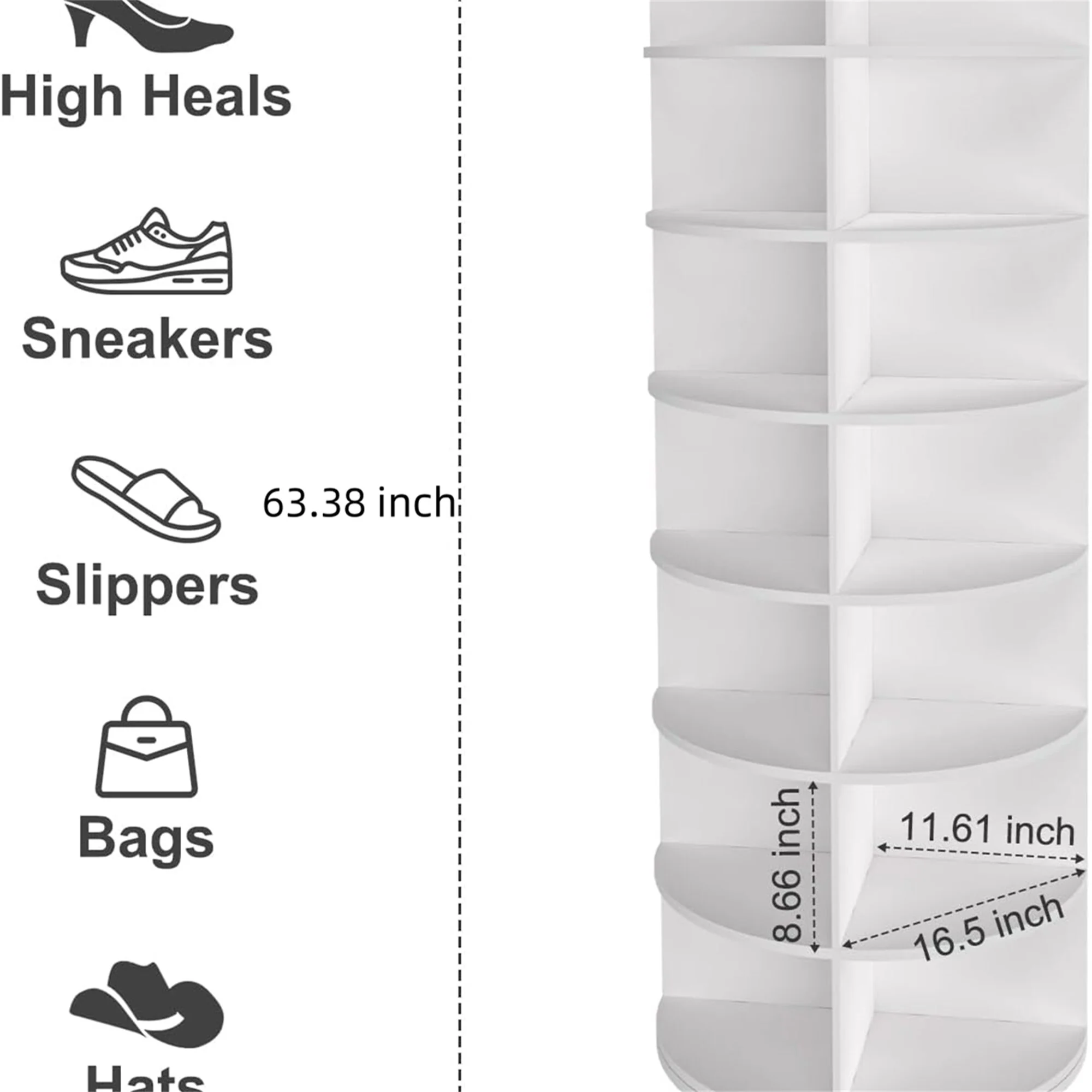 7 Tier Plastic 360 Degree Rotating Shoe Rack for Entryway