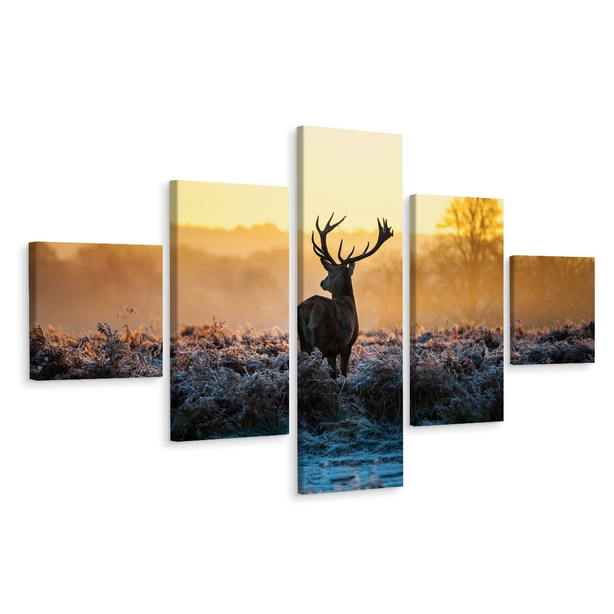 Obraz Pentaptyk JELEŃ na Rykowisku Natura 150x90cm