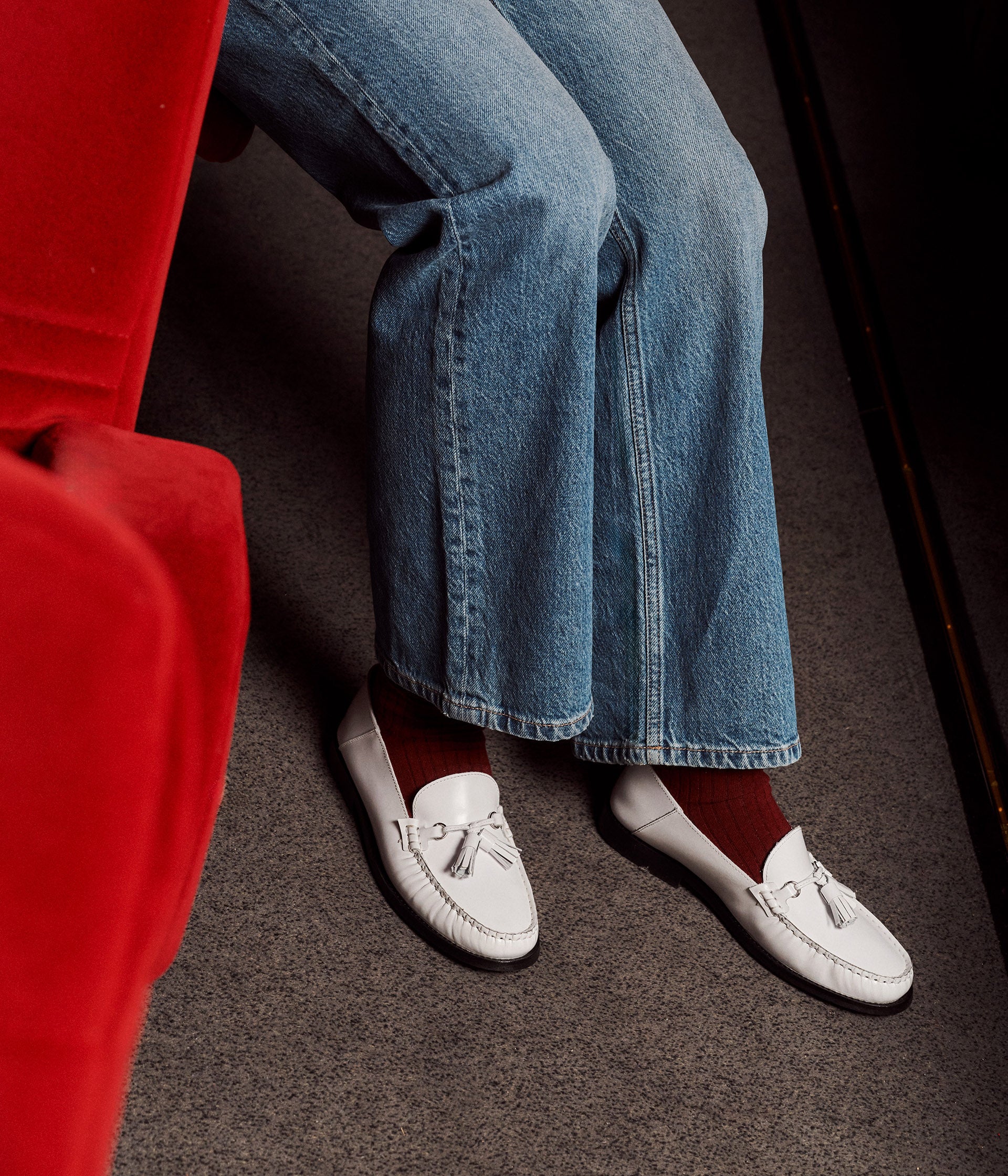 Mocassins en cuir blanc Joris