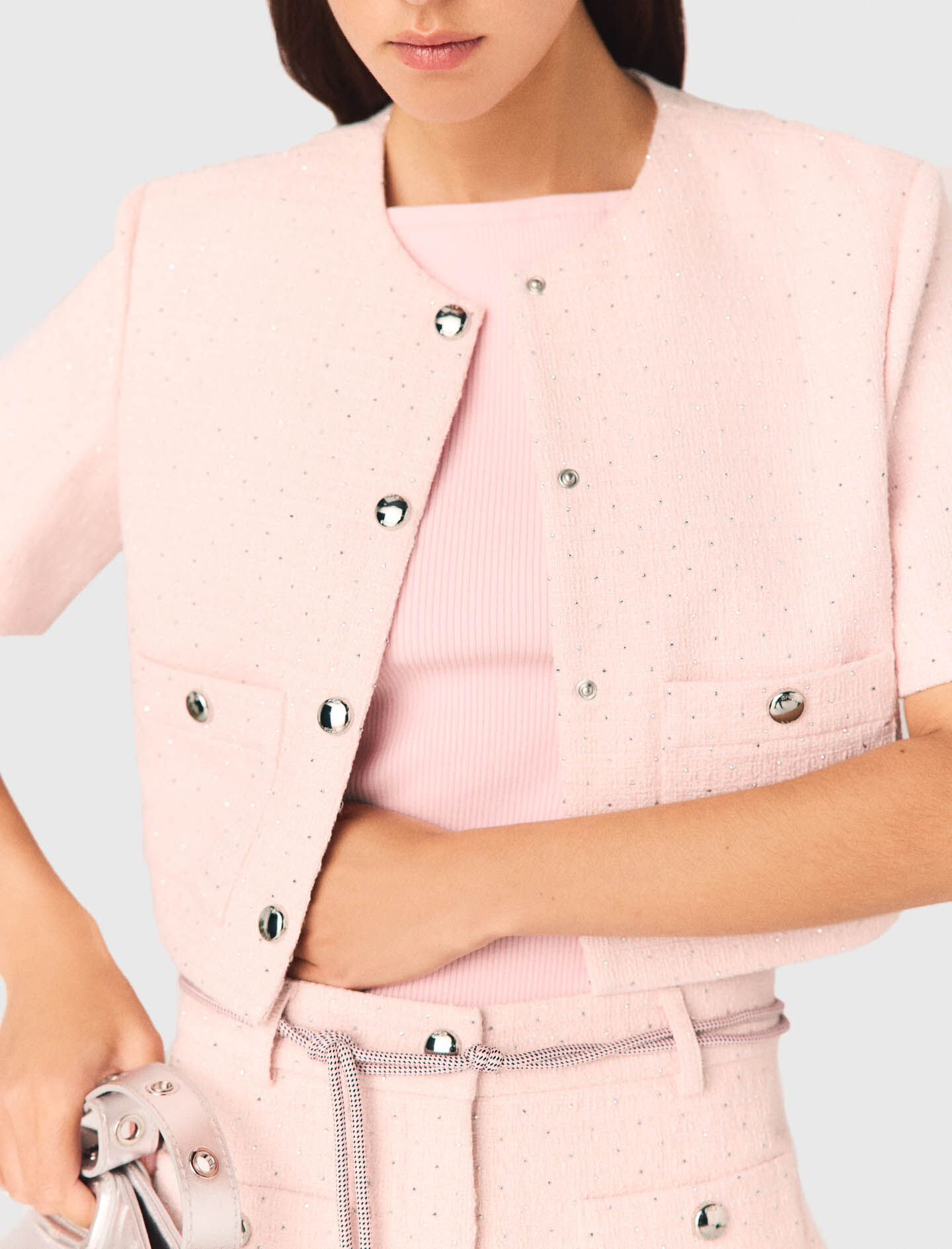 Veste manches courtes en tweed