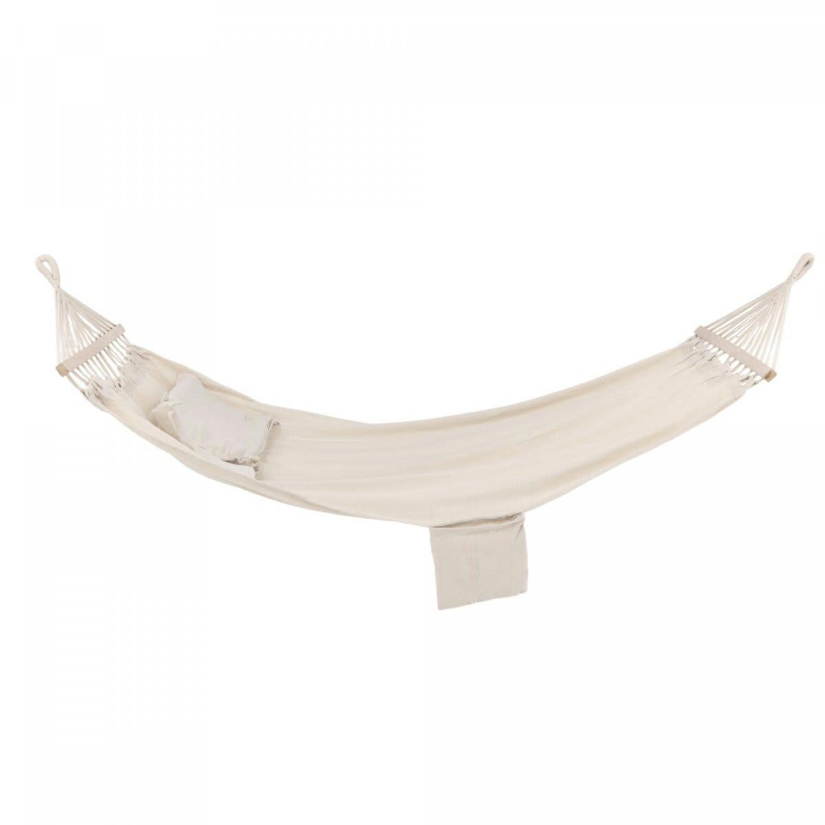 GARDELO - Hamac 2 personnes avec coussins en tissu beige