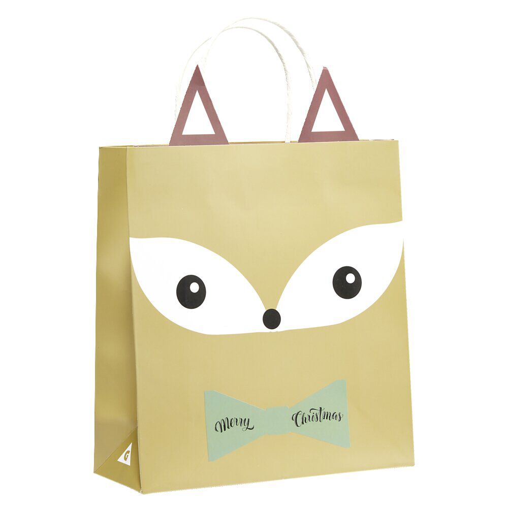Sac cadeau fantaisie forme tête de renard 23xH31cm