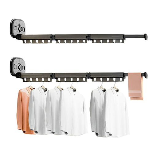 SOGA 2X 127.5cm Suction-Mounted Retractable Clothing Drying Rack Foldable Hanger