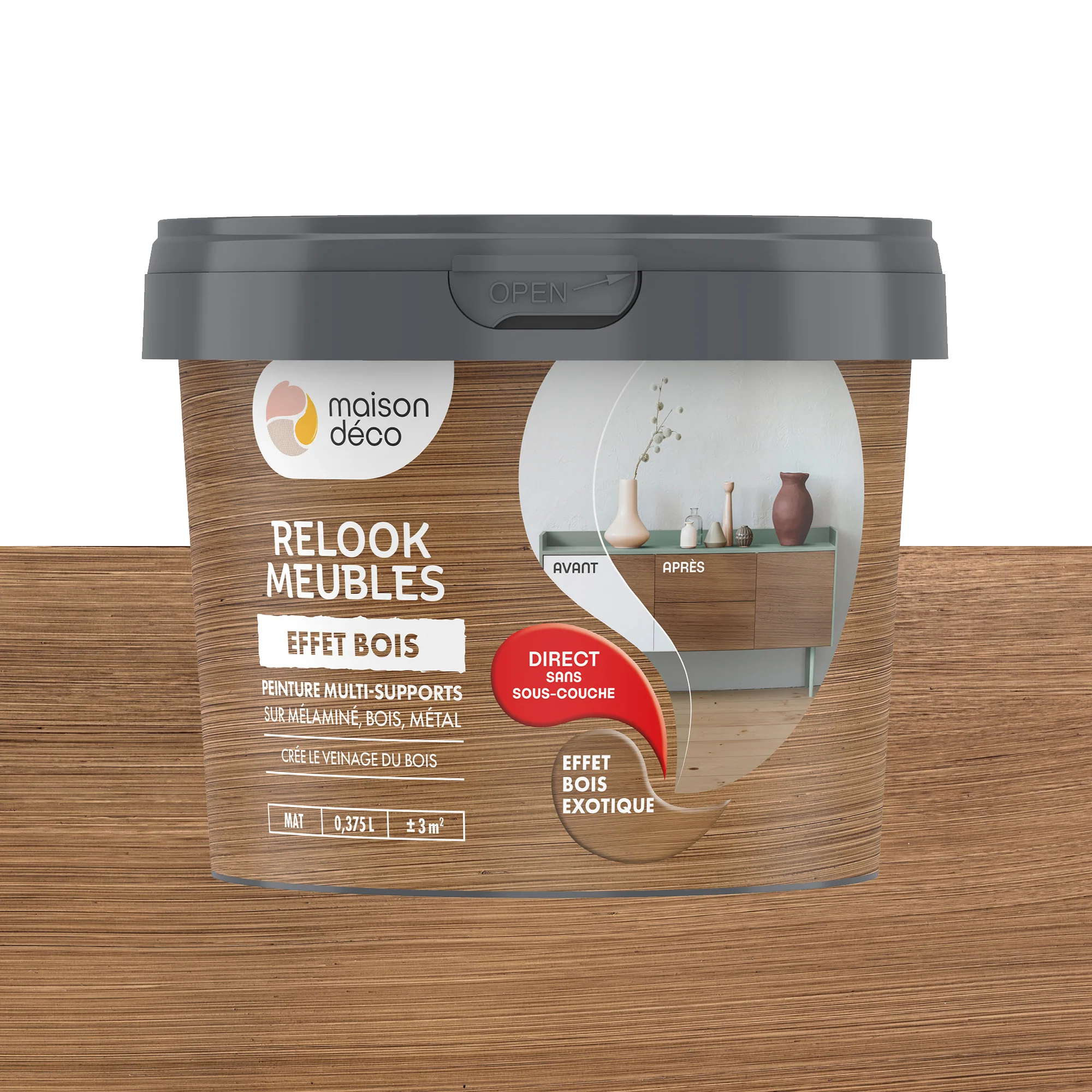 Relook meubles effet bois Peinture Peinture bois exotique 0,38 L