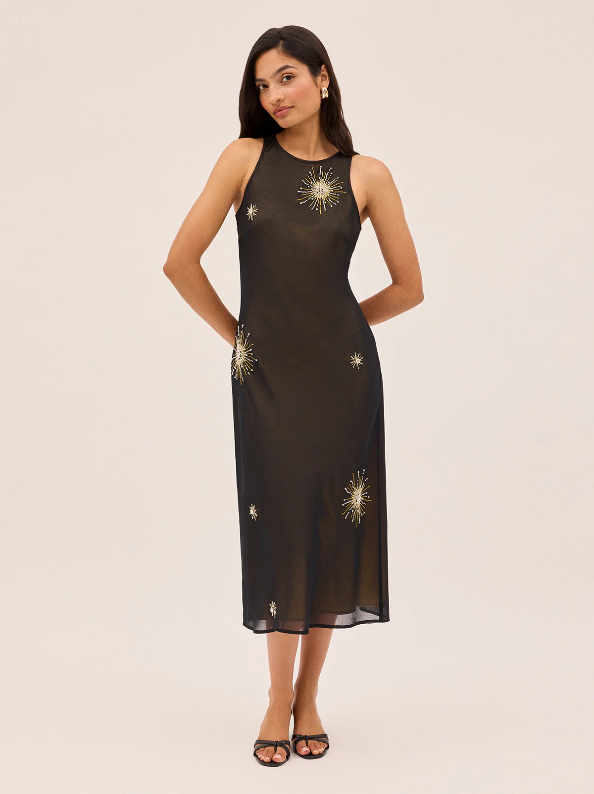 Clarisse Black Embellished Dress