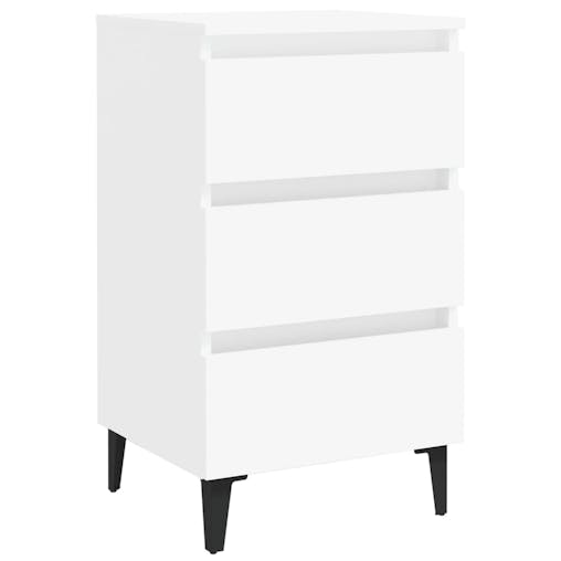 NNEVL Bed Cabinet with Metal Legs 2 pcs White 40x35x69 cm