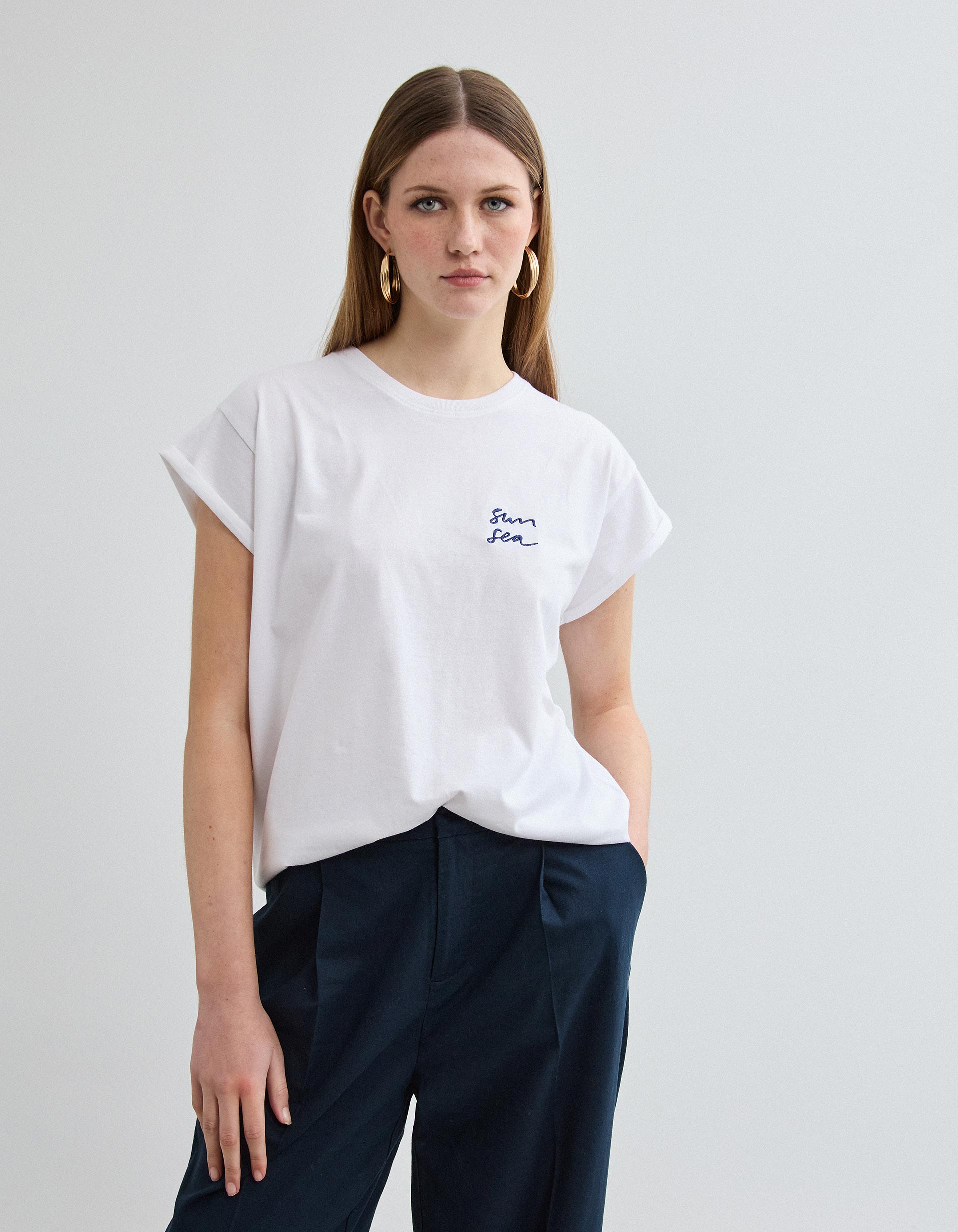 T-shirt Bordado, Mulher, Branco