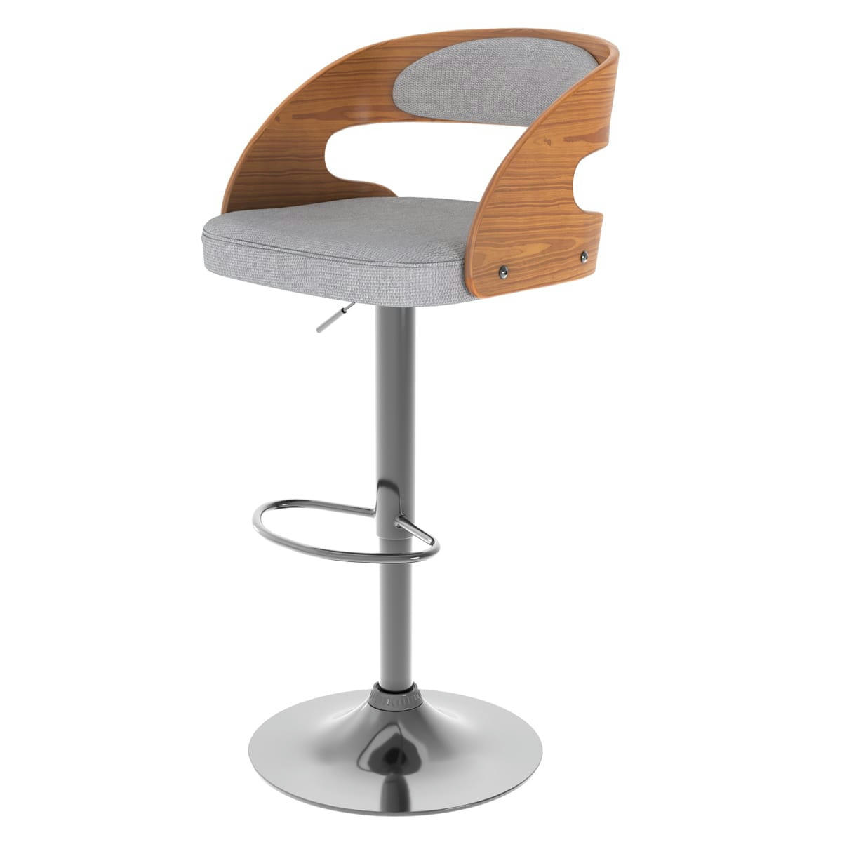 LOUIS - Chaise de bar réglable 62/84 cm en tissu gris clair