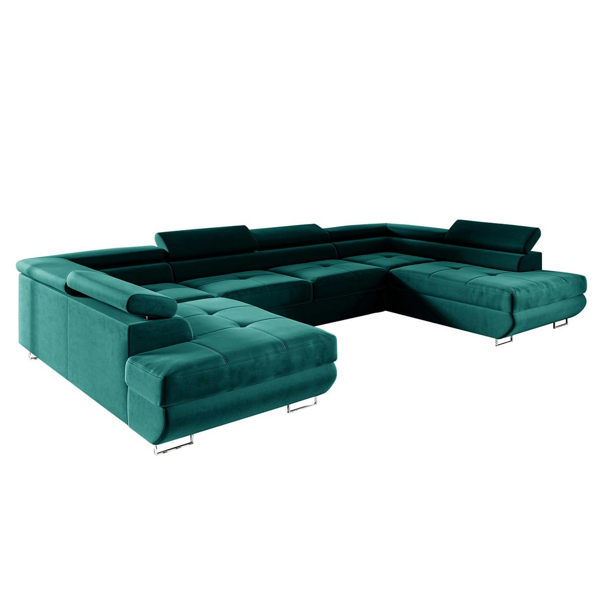 - Canapé en u 5 places convertible vert