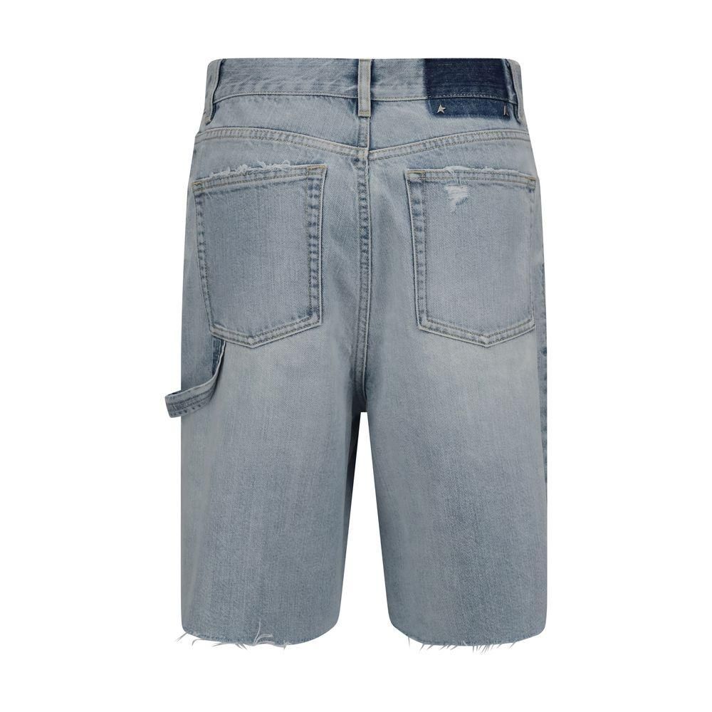 Golden Goose Relaxed Fit Distressed Denim Shorts Wo - Light Blue