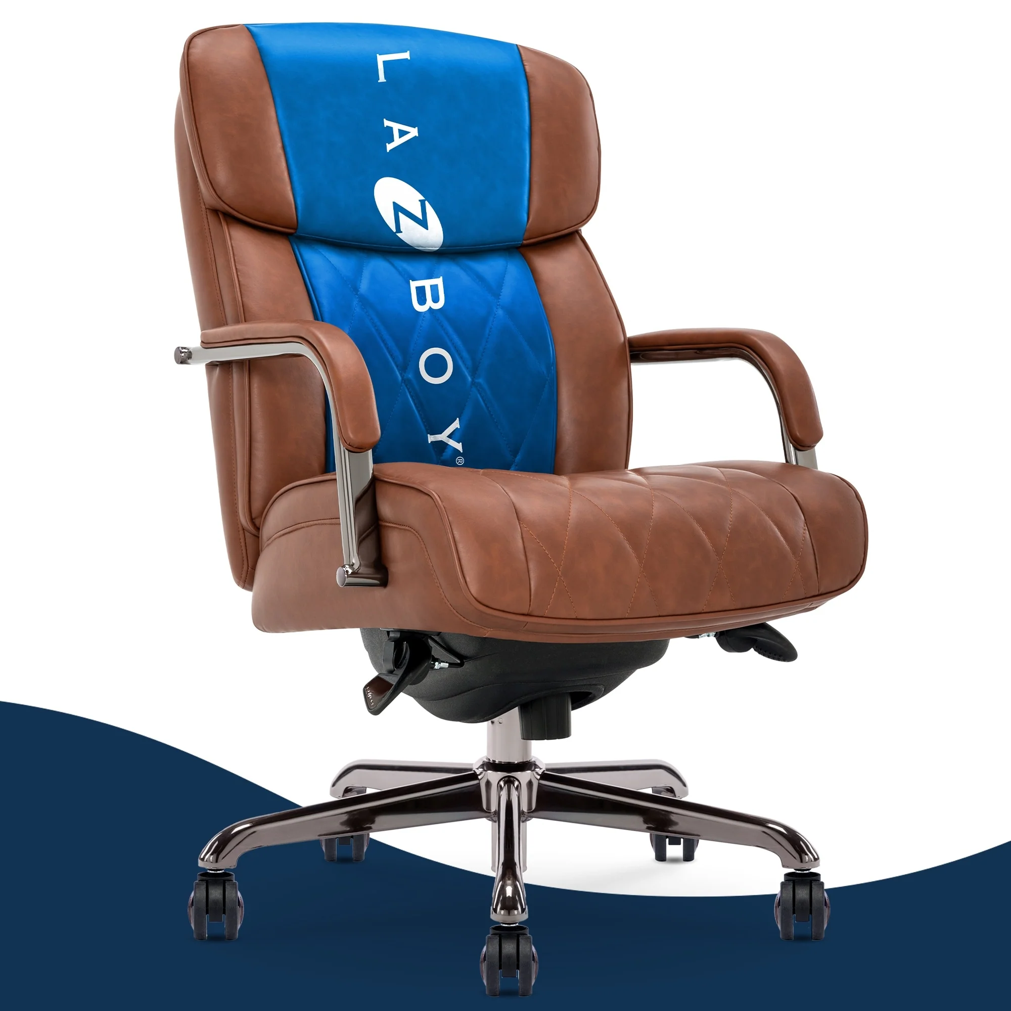 La-Z-Boy Symphony Executive Office Chair, Diamond Quilt Design, Pocket Coil Cushion, Bonded Leather