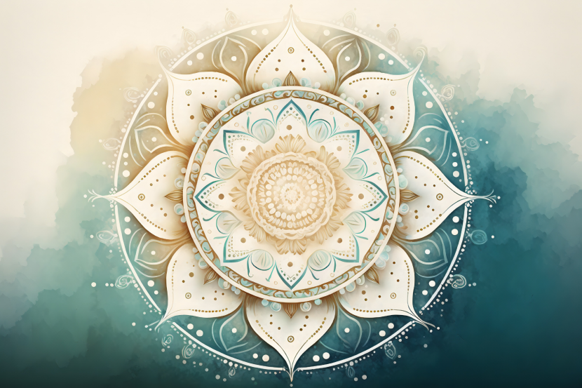 Fototapeta Do Sypialni Akwarelowa Mandala 90x60cm