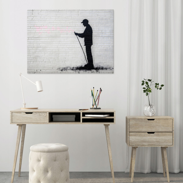 Obraz Do Salonu Sypialni Kuchni Na Płótnie Abstrakcja Banksy Szary 60X40
