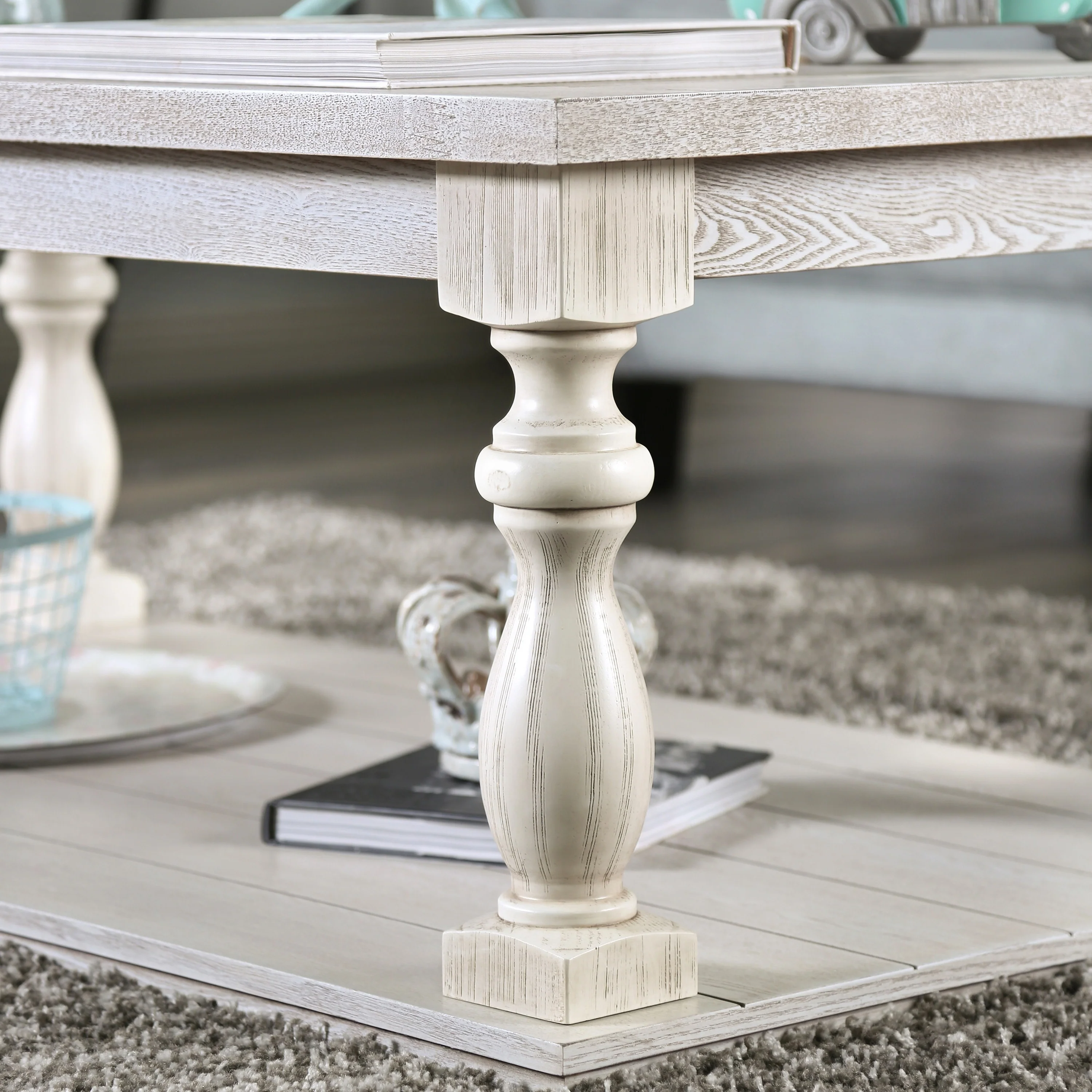 Tost Rustic White 52-inch Wood 1-Shelf Coffee Table by Furniture of America