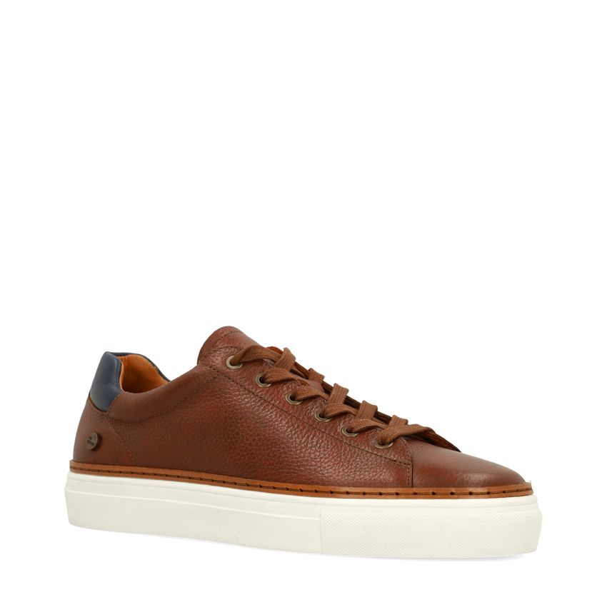 No Stress Cognac leren sneakers