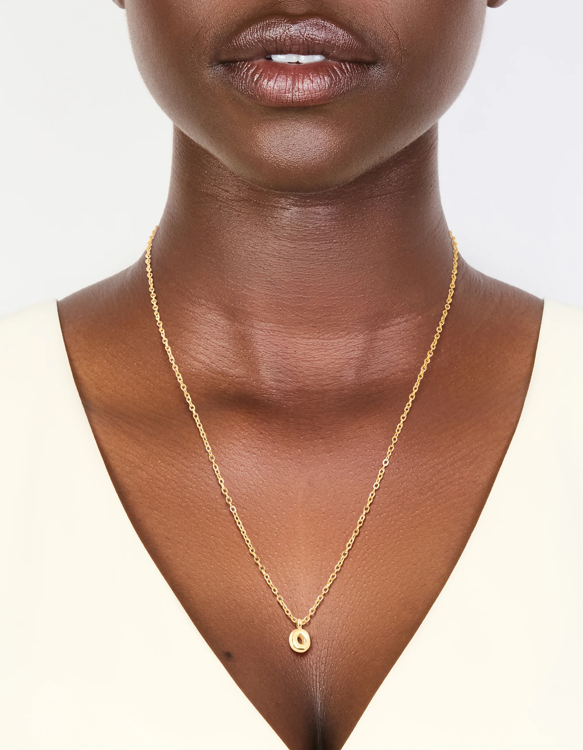 Waterproof Gold Plated Stainless Steel Mini Bubble Letter O Necklace