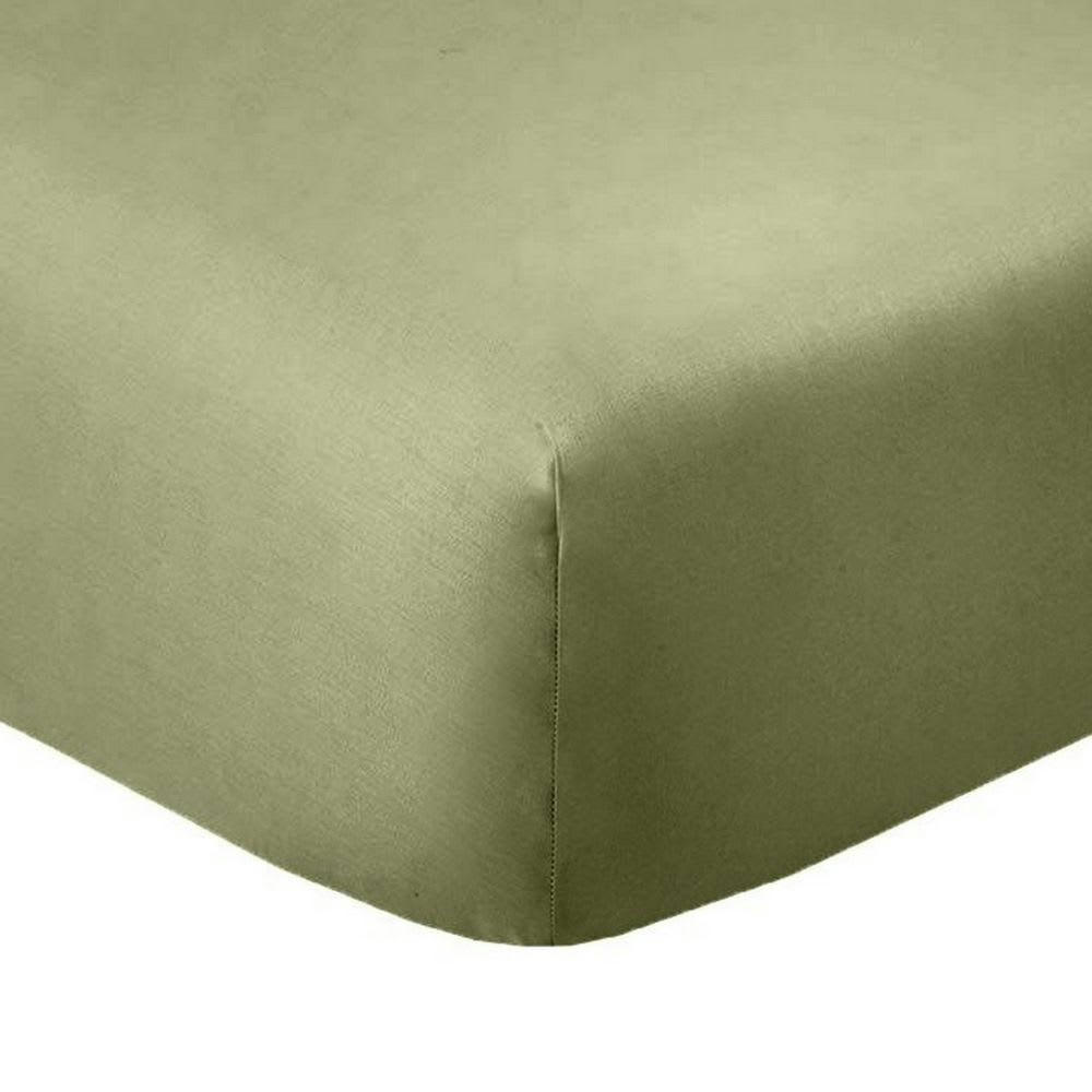 - 2 draps housse 2 places coton vert verveine 80x200 cm