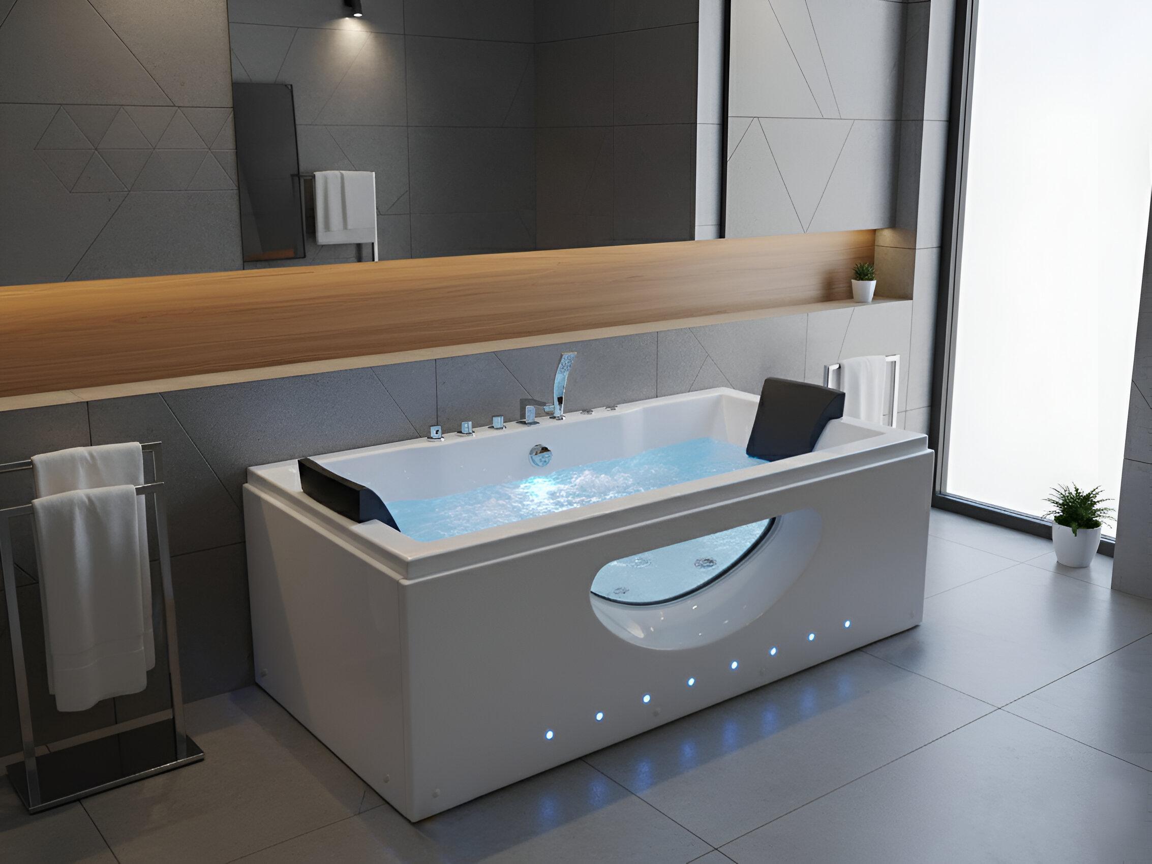 Corner Hot Tub with LED HAWES 1800 x 900 mm White