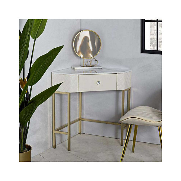 Console d'angle effet matelassé Sharon 84.5x60x77 cm