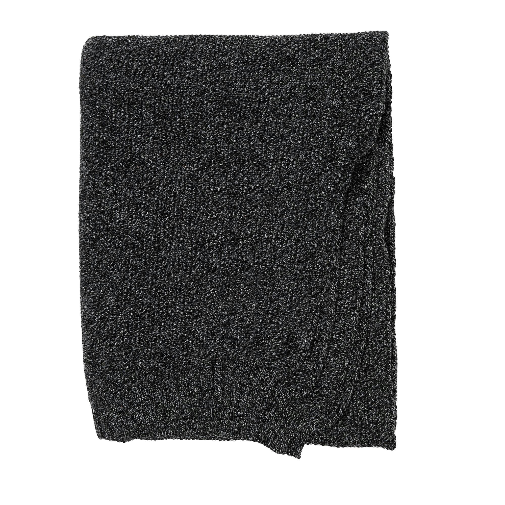 CHARLES - Plaid en chaussettes 100% recyclés 110 x 150 cm gris/noir