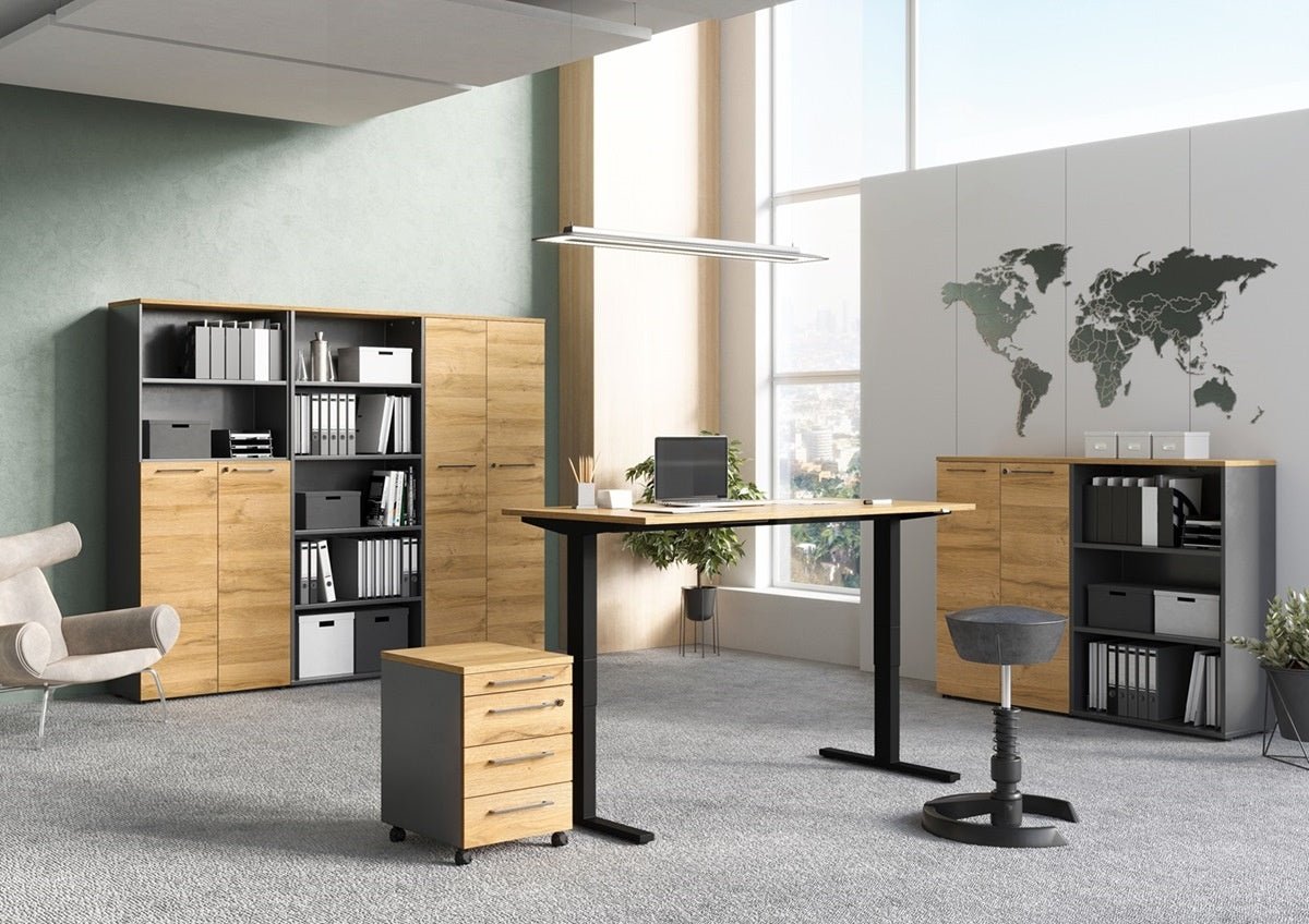 Germania Agenda Boekenkast Large Grafiet   Eiken