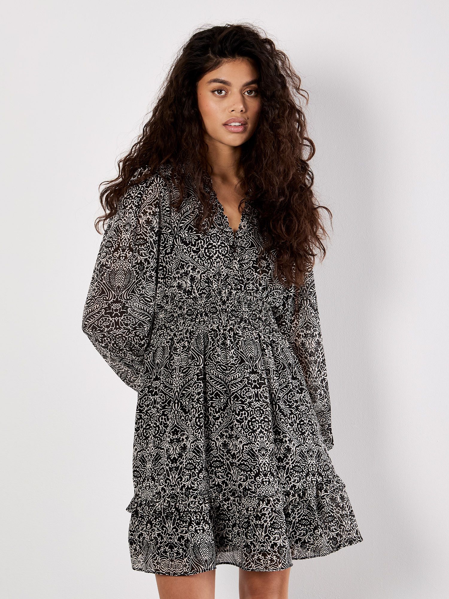 Apricot Paisley Mini Dress