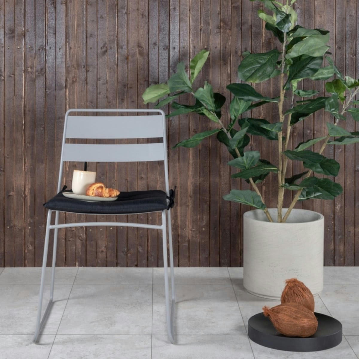 NALIMA - Lots de 2 chaises de jardin modernes en métal gris