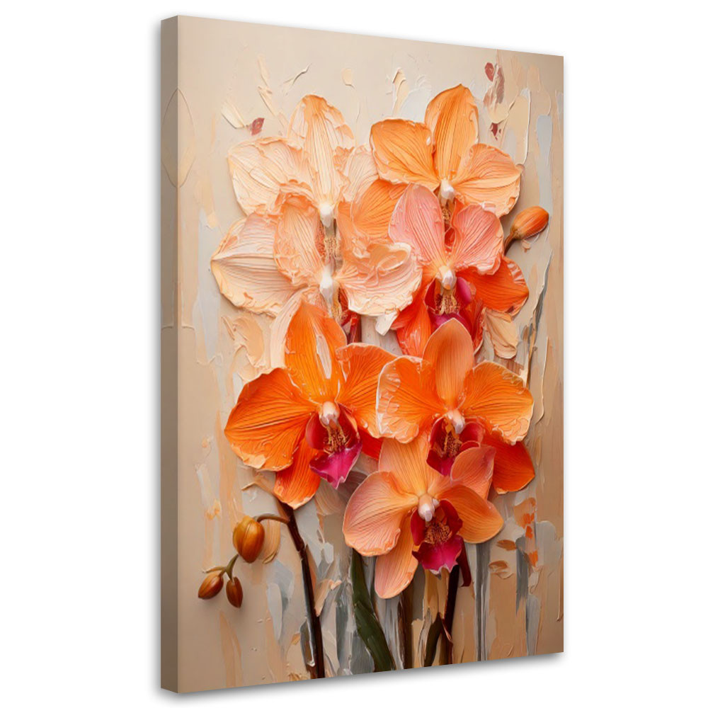 Feeby Obraz do salonu, Storczyki Pomarańczowe Impasto 40x60