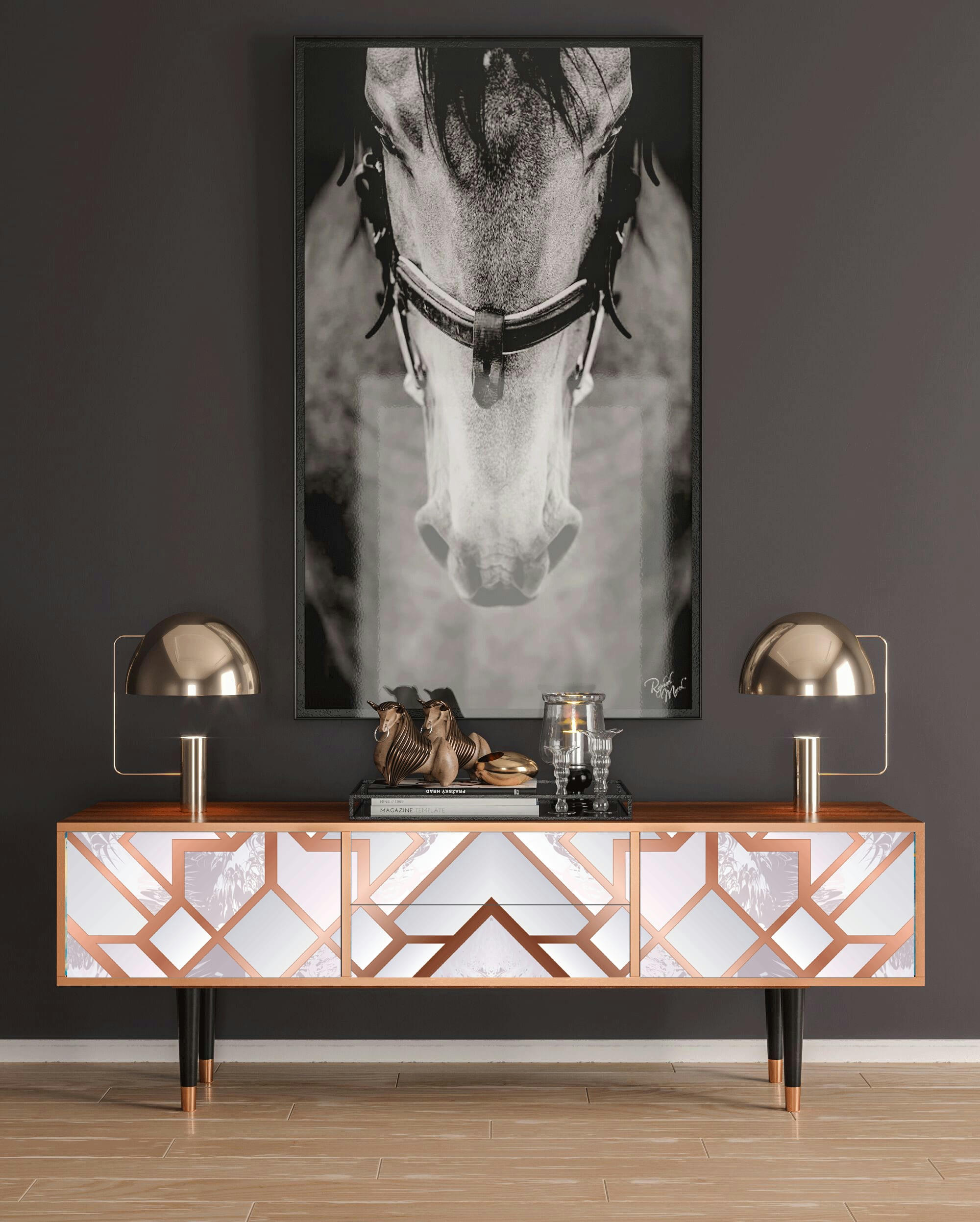 PASTEL FAIRYTALE - Meuble TV  rose clair 2 tiroirs et 2 portes L 170 cm