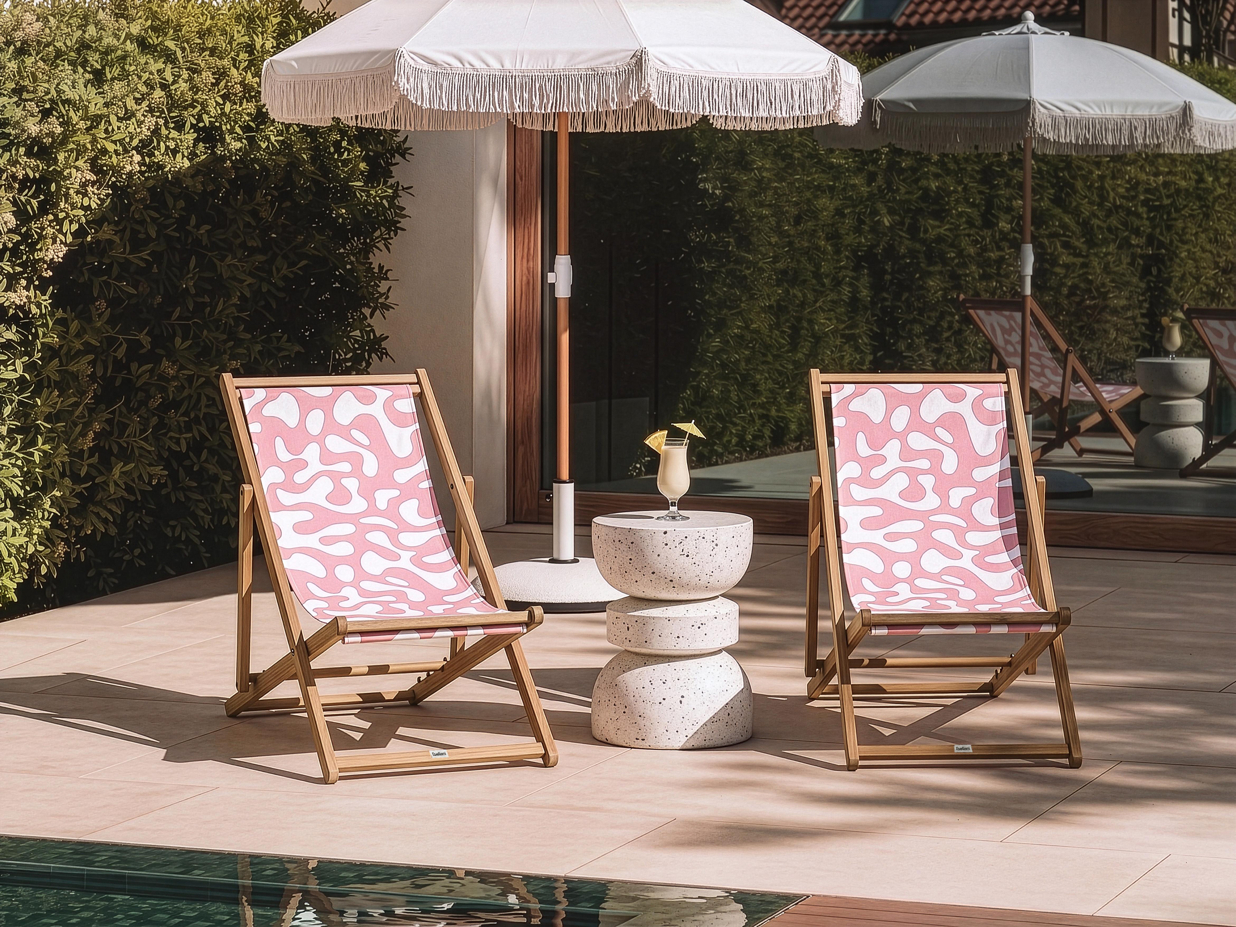 Set of 2 Sun Lounger Replacement Fabrics ANZIO/AVELLINO 113 x 44 cm Pink