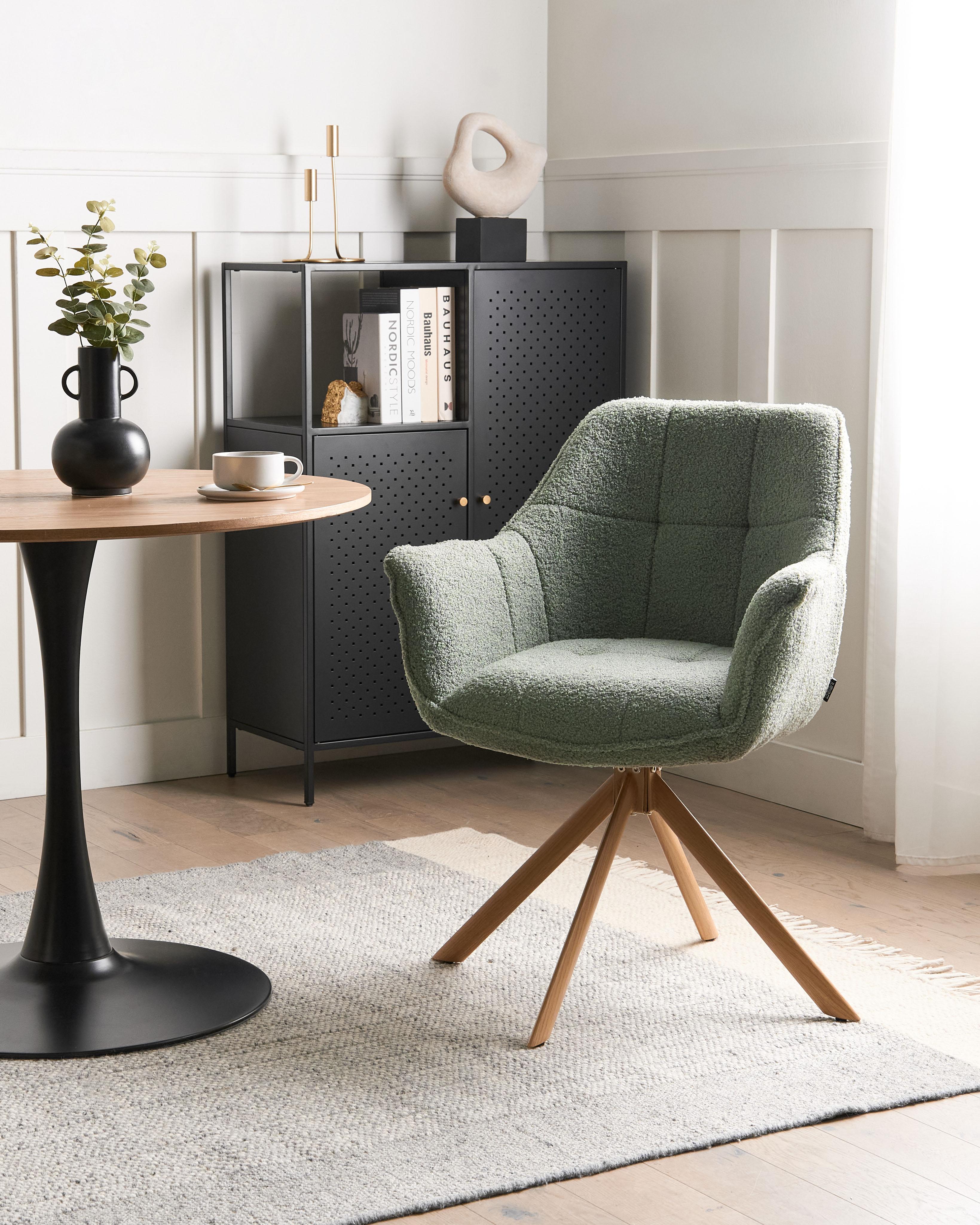 Dining Chair Swivel HAYDEN Boucle Light Green