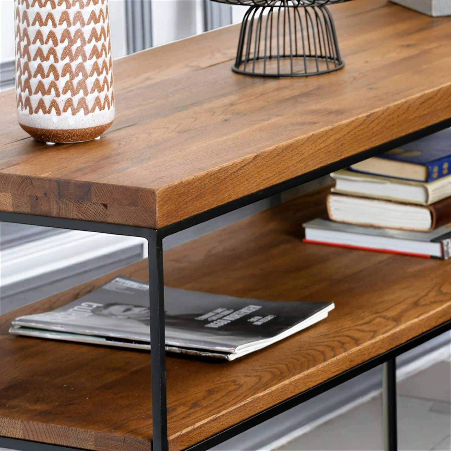 Console bois et métal double plateau OKA 120 cm