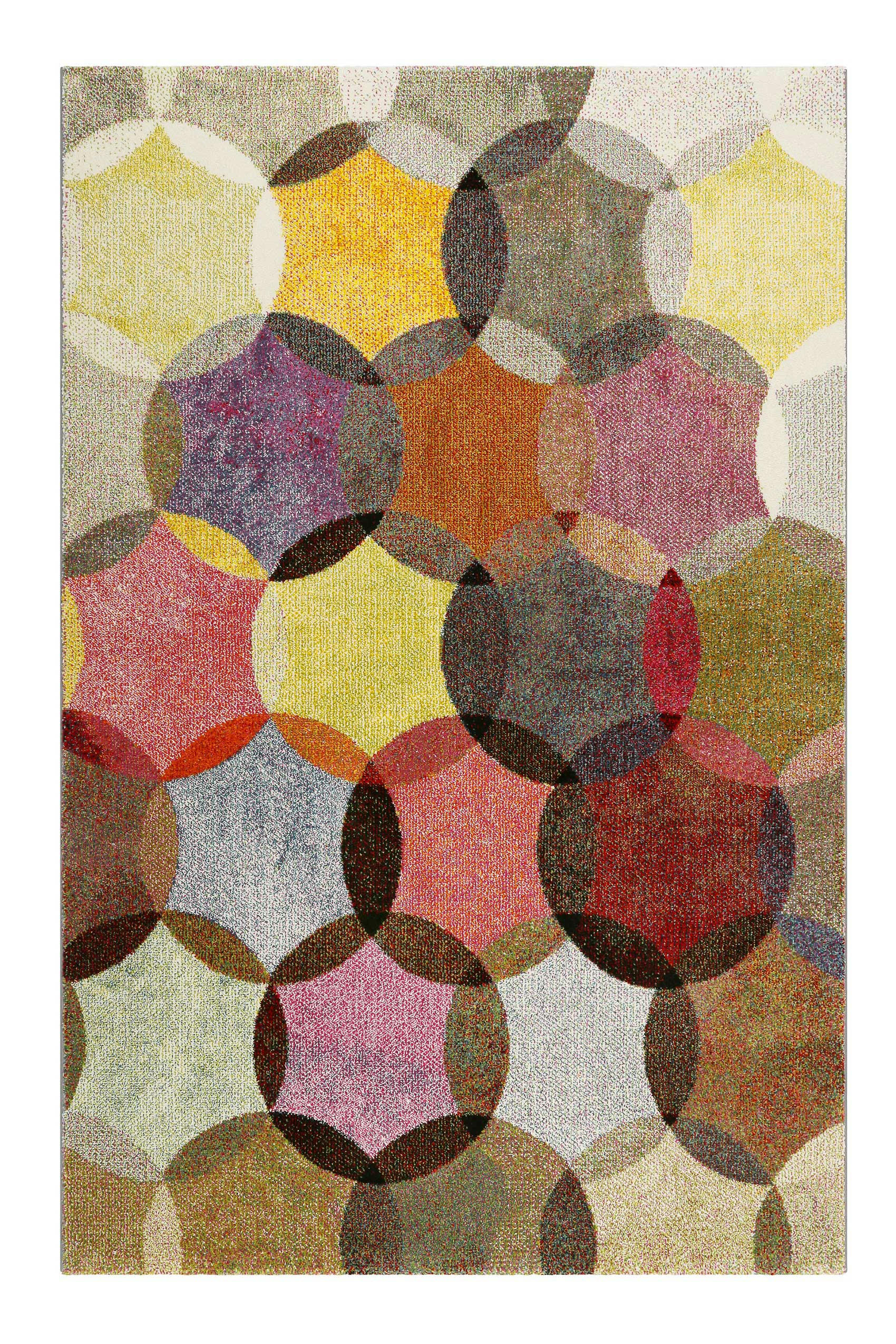 MODERNINA - Tapis motif cercles vintage nuances vives pour salon, chambre 200x133