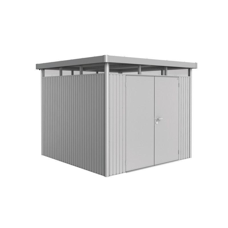 Abri de jardin en métal HighLine double porte argenté 2,75 x 2,75 x 2,22 m BIOHORT