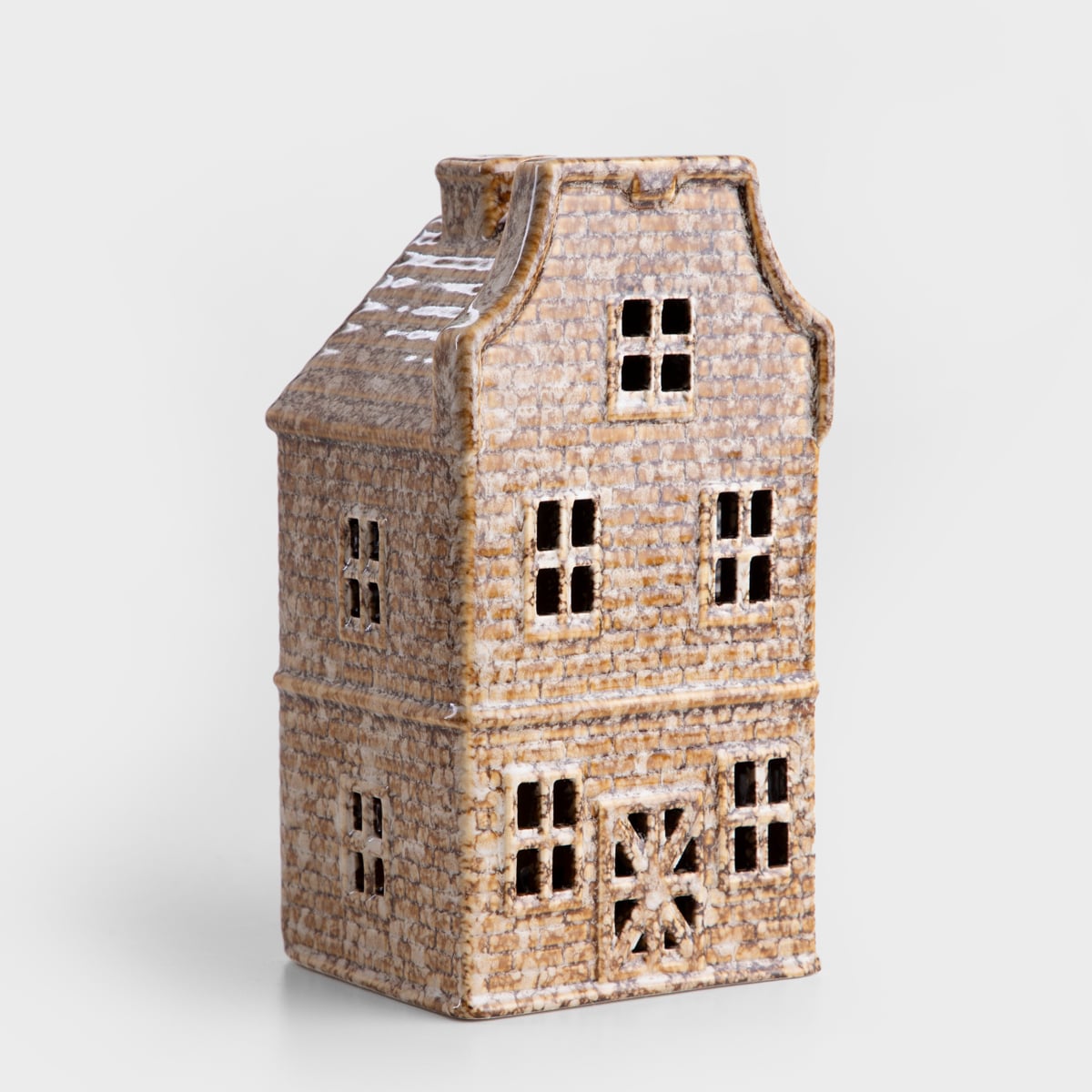 Domek LED CRISPO ceramiczny brązowy 11x10x21 cm